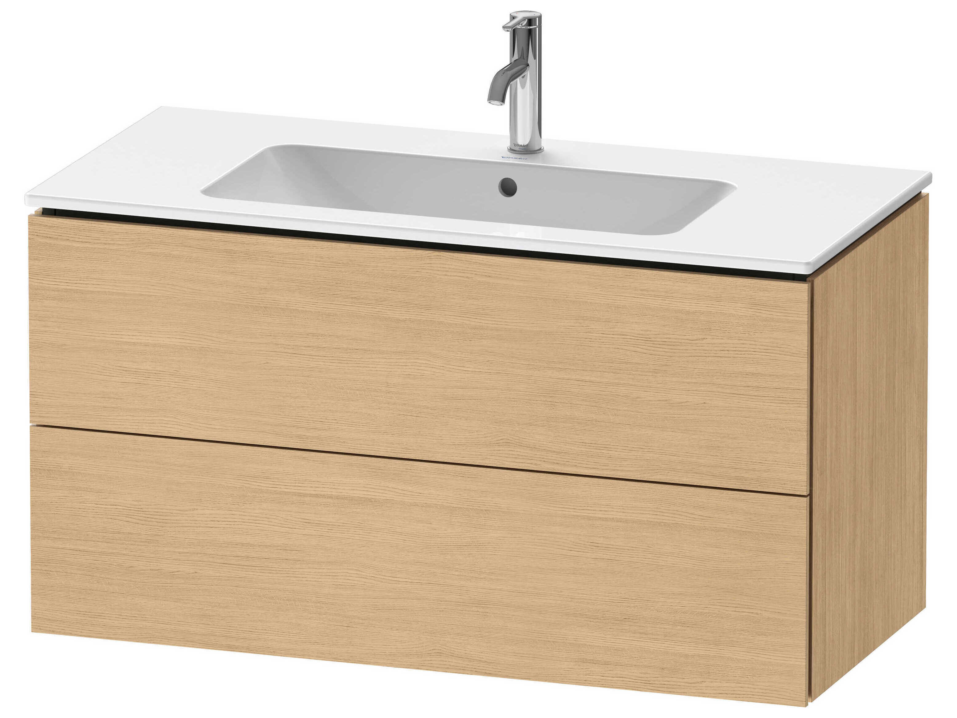 Duravit L-cube 40'' Two Drawer Natural Oak Matt Wall-Mounted Vanity Unit