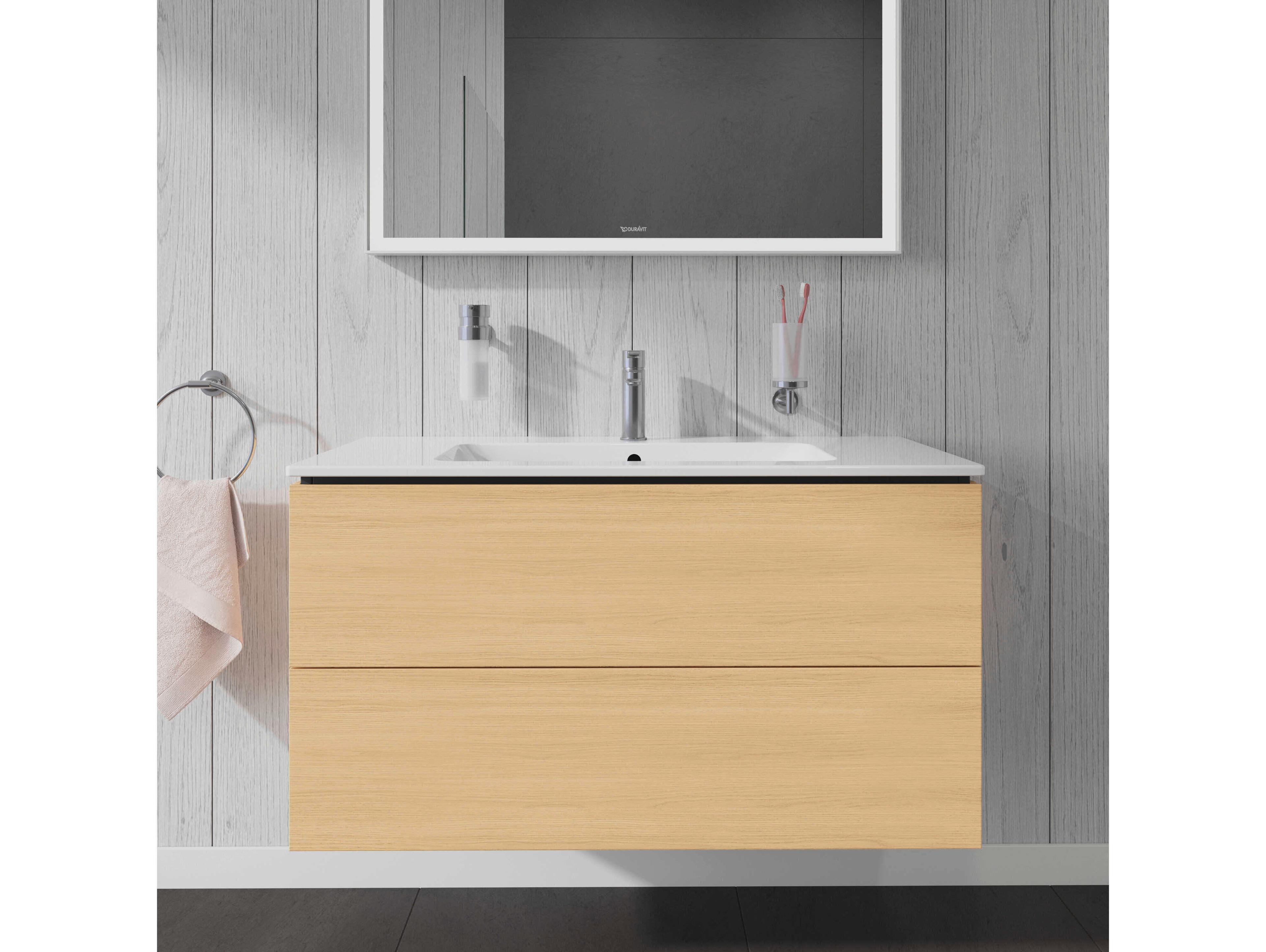 Duravit L-cube 40'' Two Drawer Natural Oak Matt Wall-Mounted Vanity Unit