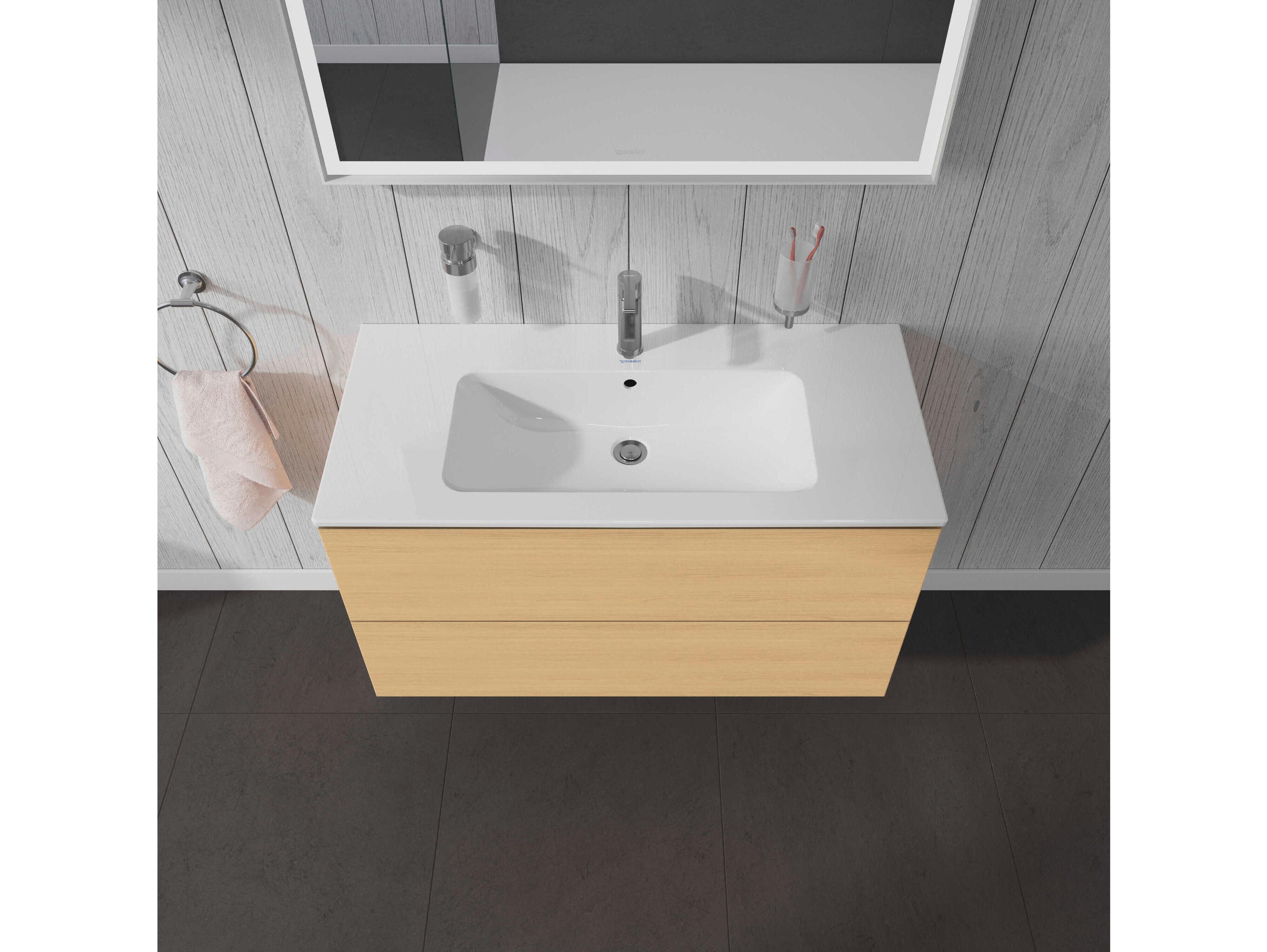 Duravit L-cube 40'' Two Drawer Natural Oak Matt Wall-Mounted Vanity Unit