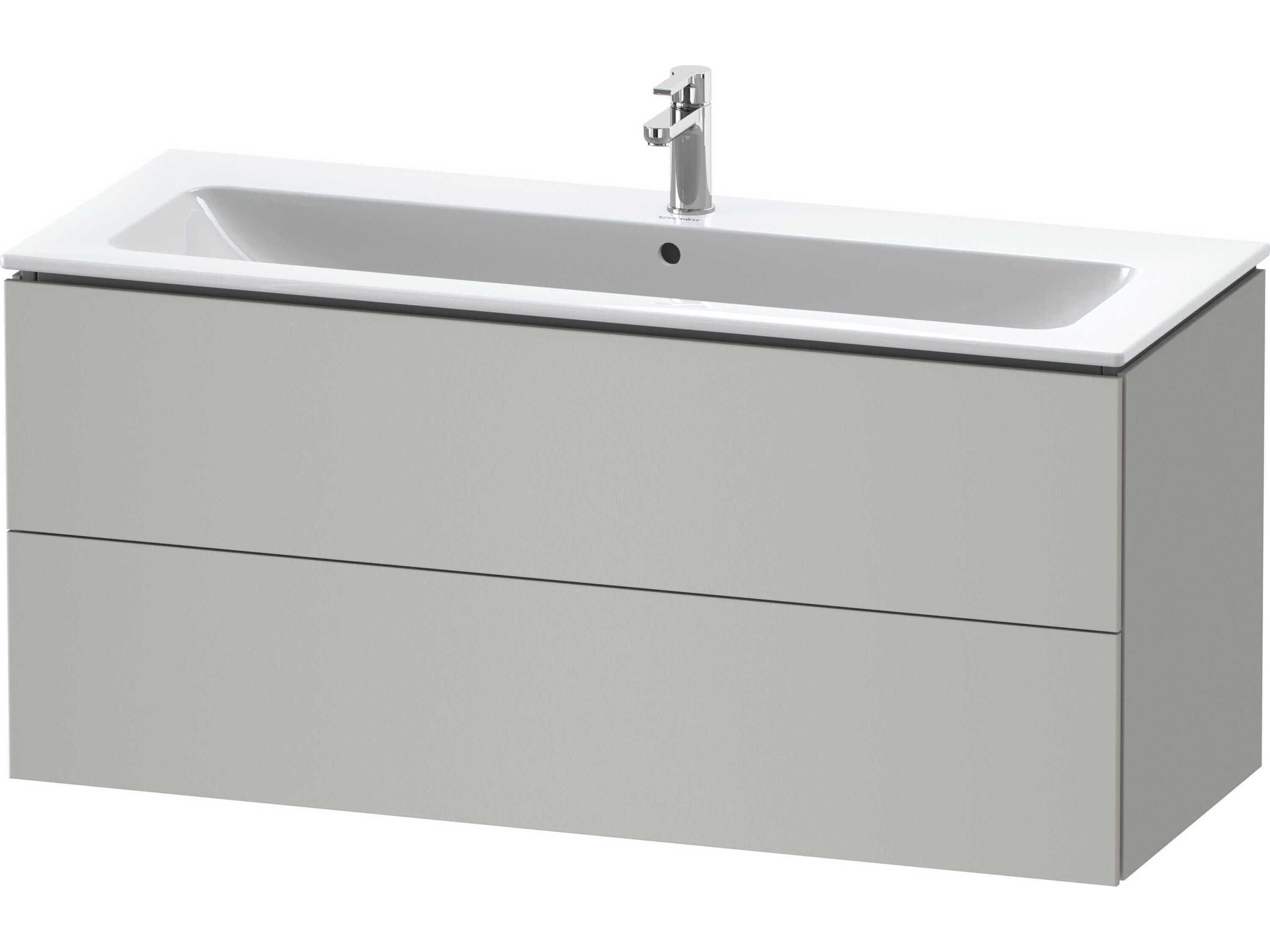 Duravit L-cube 48'' Two Drawer Concrete Gray Matt Wall-Mounted Vanity Unit