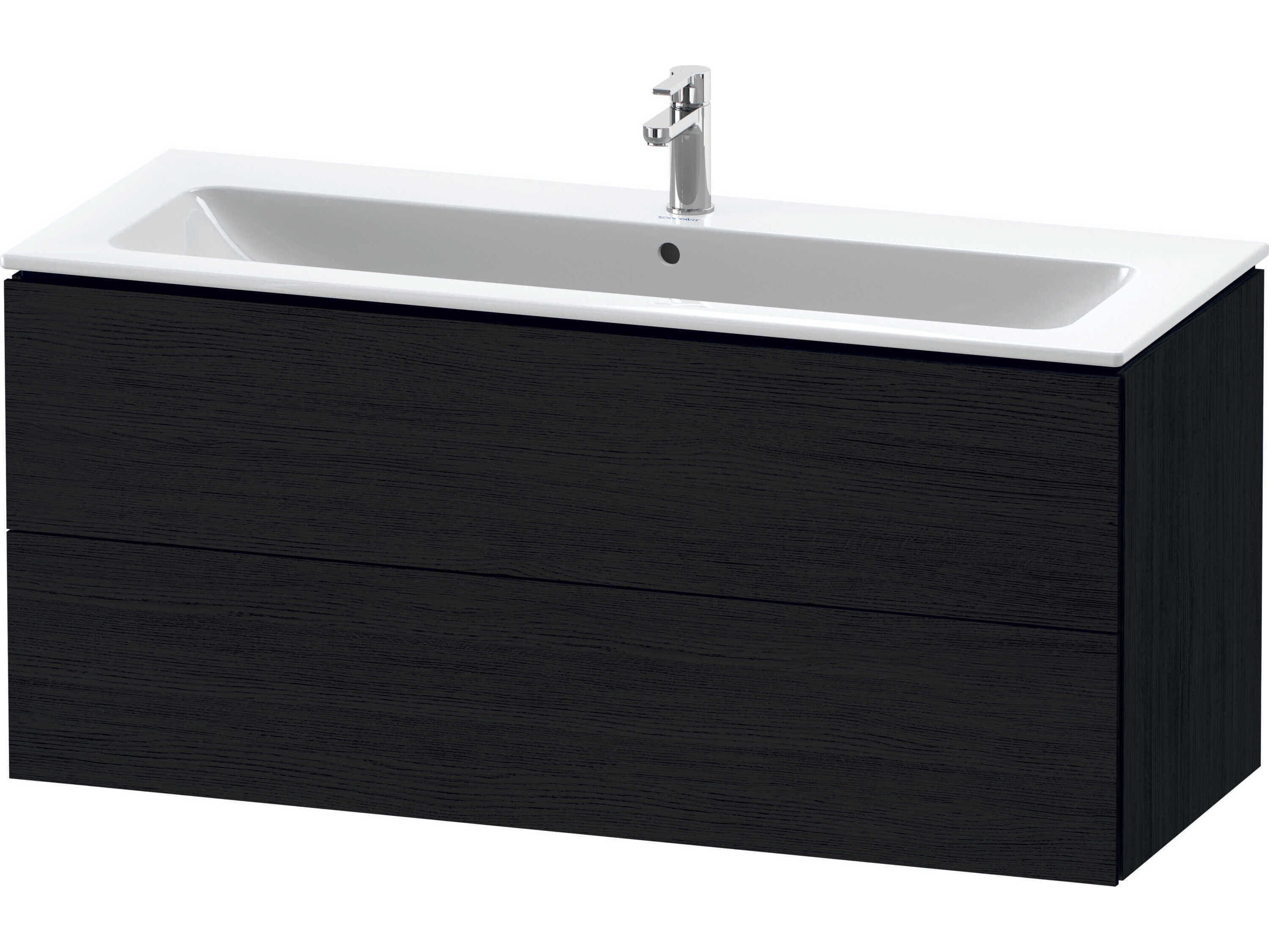 Duravit L-cube 48'' Two Drawer Black Oak Matt Wall-Mounted Vanity Unit