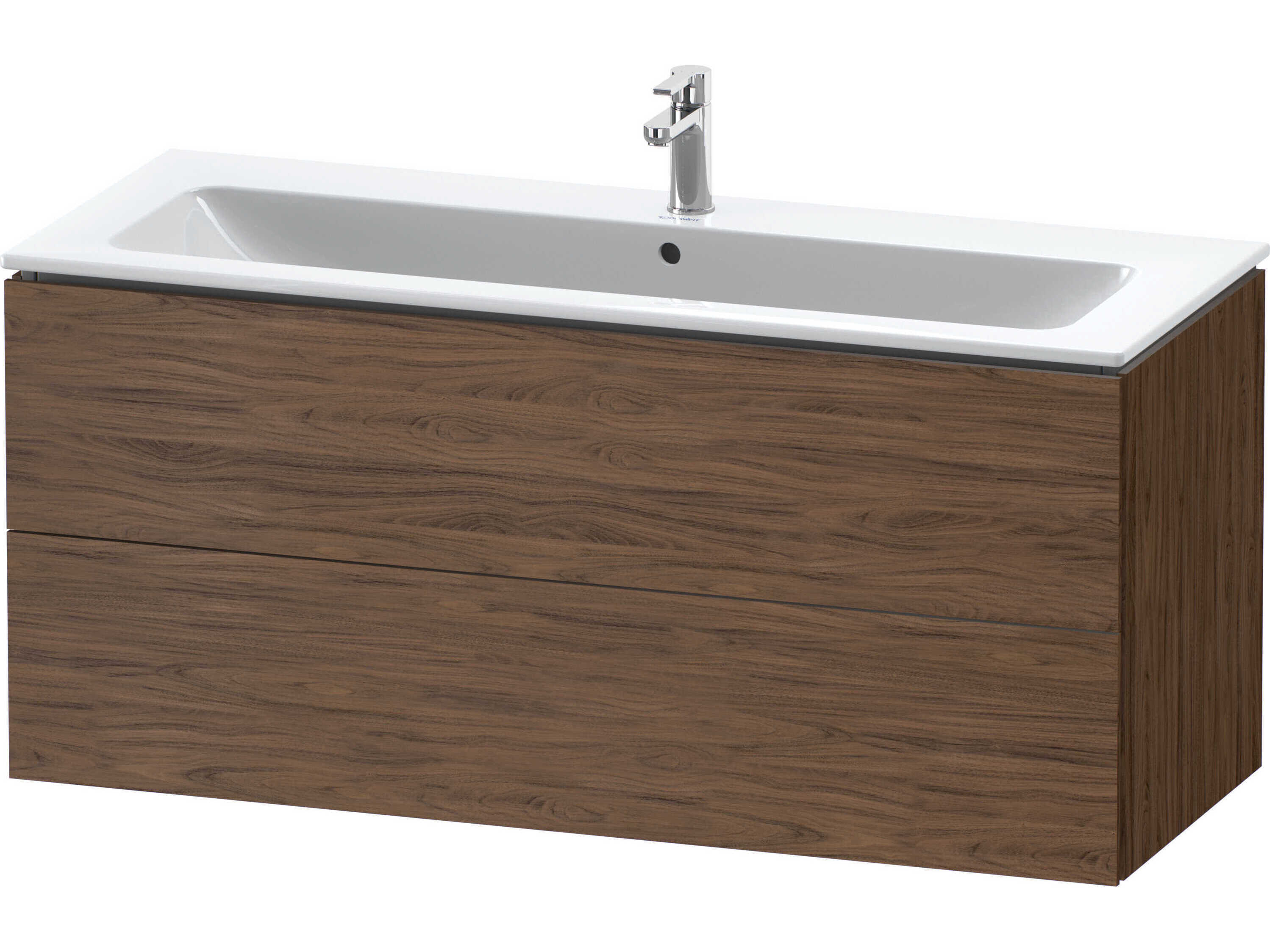 Duravit L-cube 48'' Two Drawer Walnut (Dark) Matt Wall-Mounted Vanity Unit