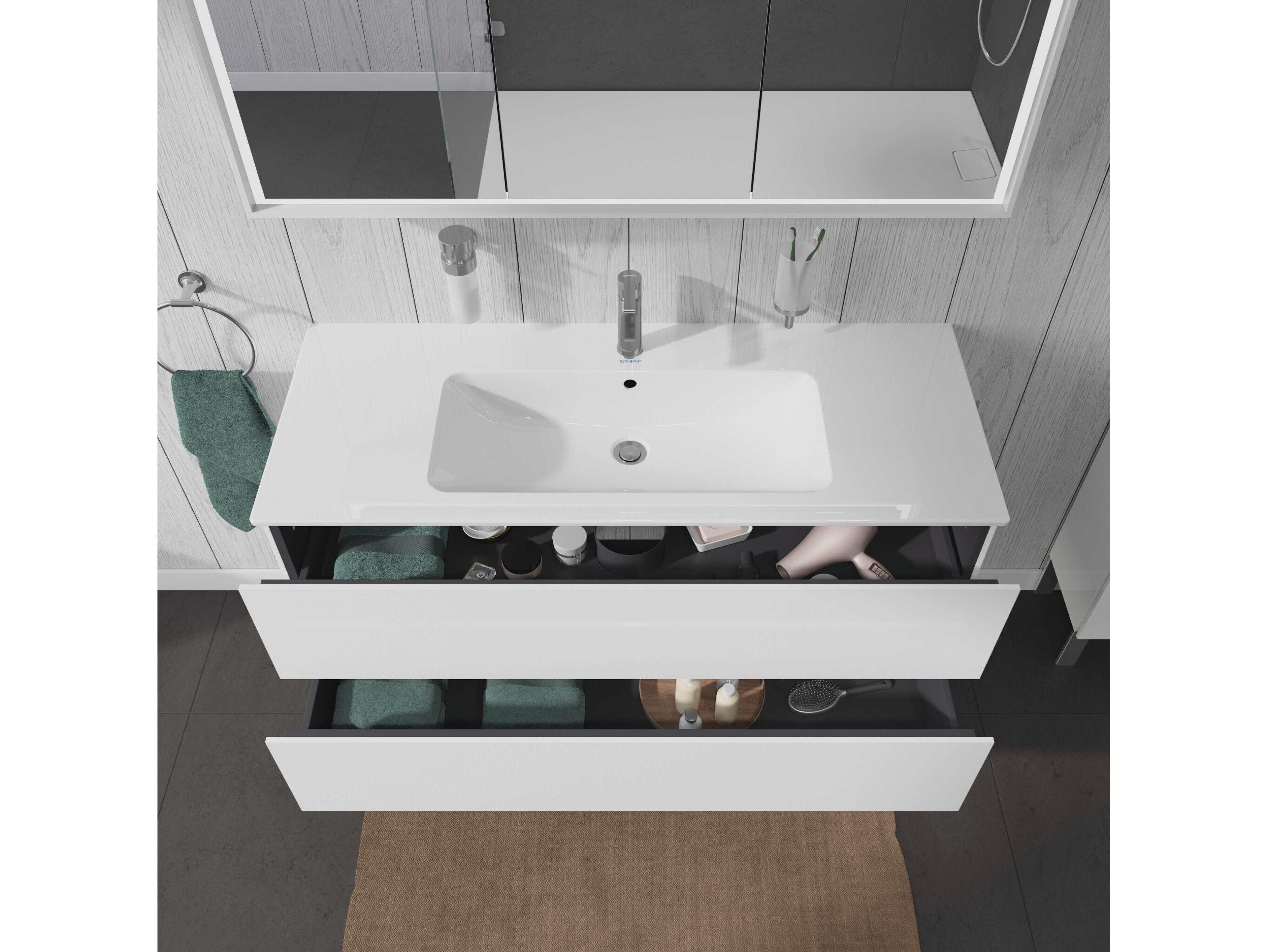 Duravit L-cube 48'' Two Drawer White High Gloss Wall-Mounted Vanity Unit