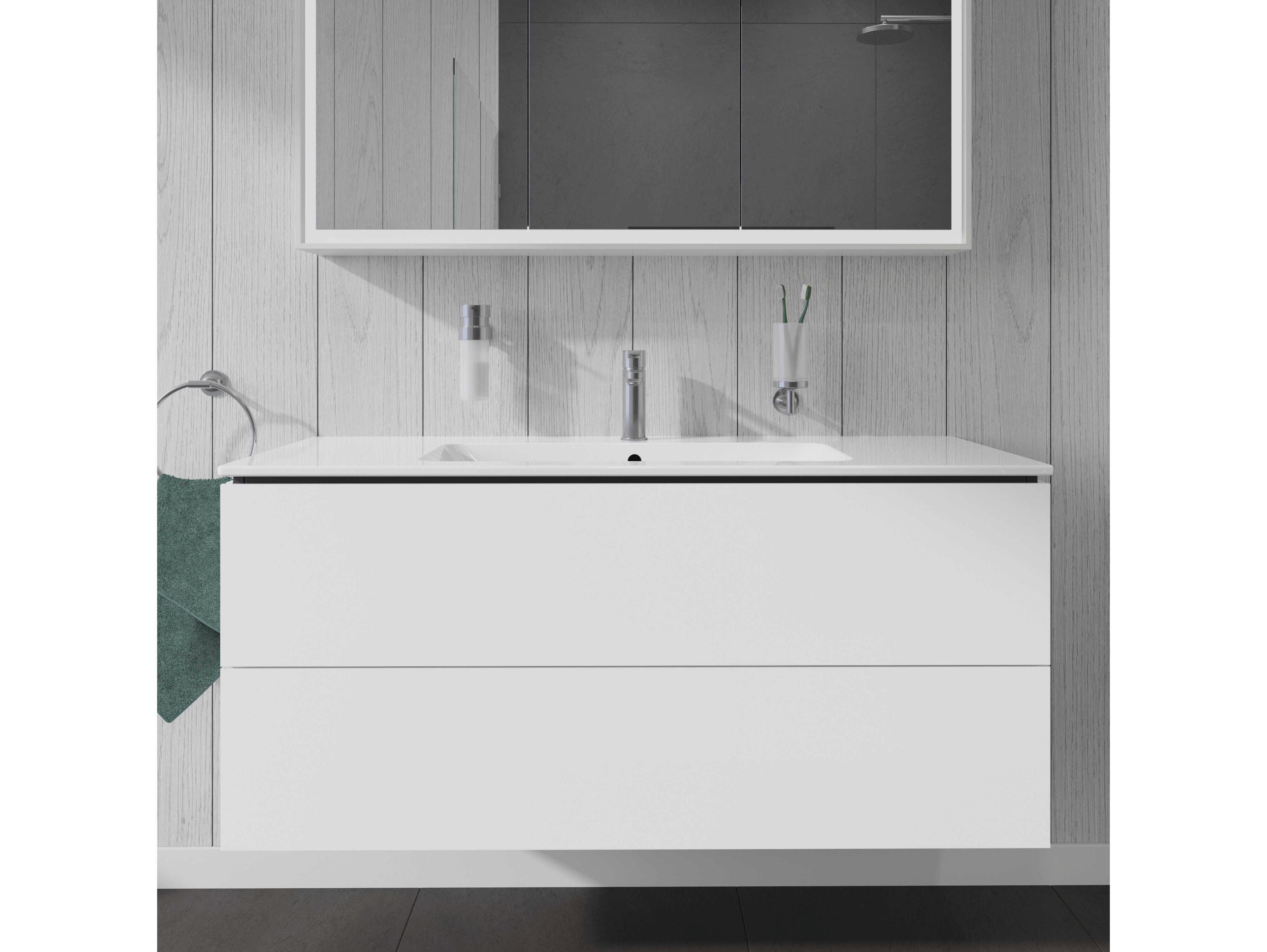 Duravit L-cube 48'' Two Drawer White High Gloss Wall-Mounted Vanity Unit