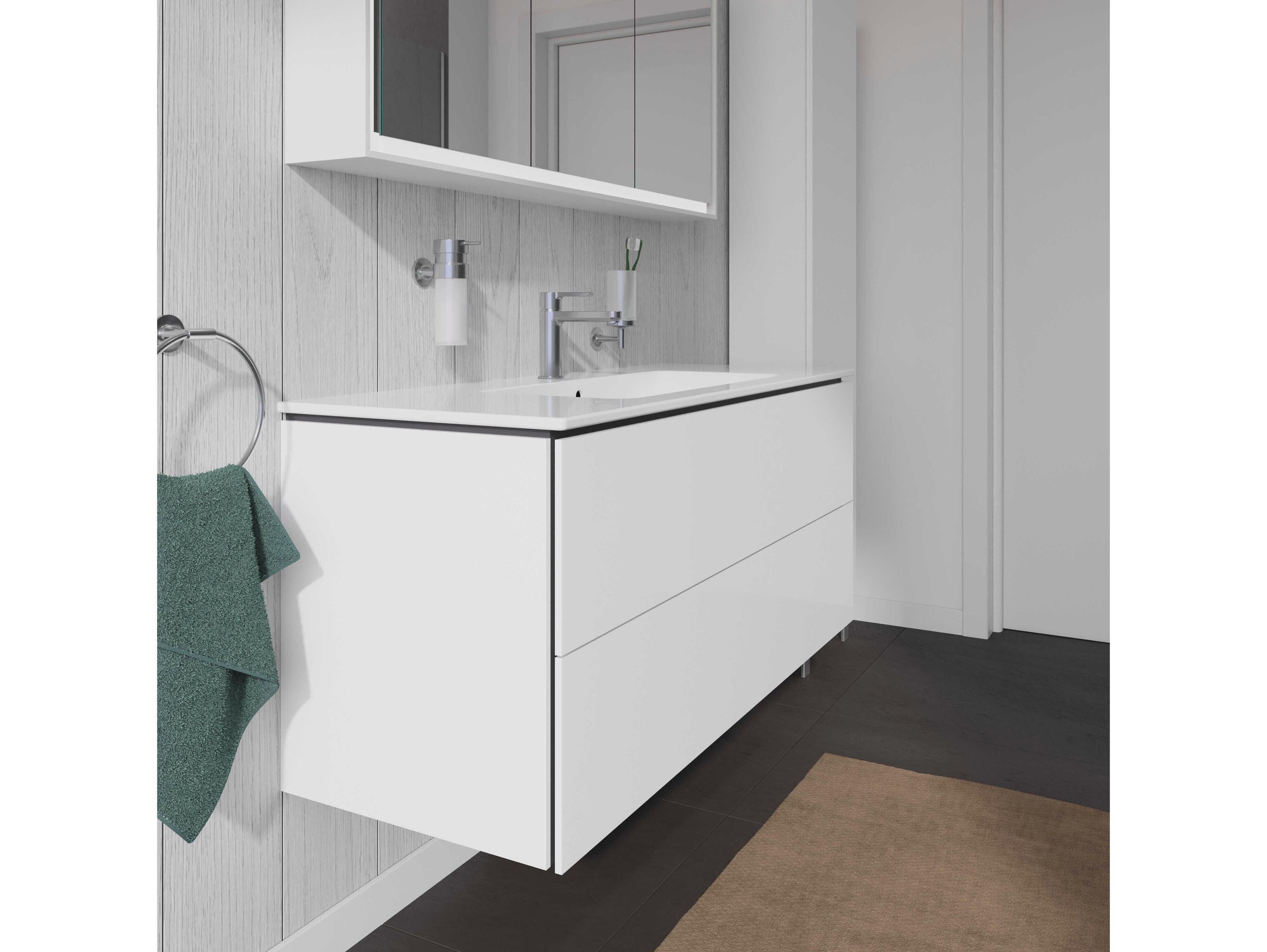 Duravit L-cube 48'' Two Drawer White High Gloss Wall-Mounted Vanity Unit
