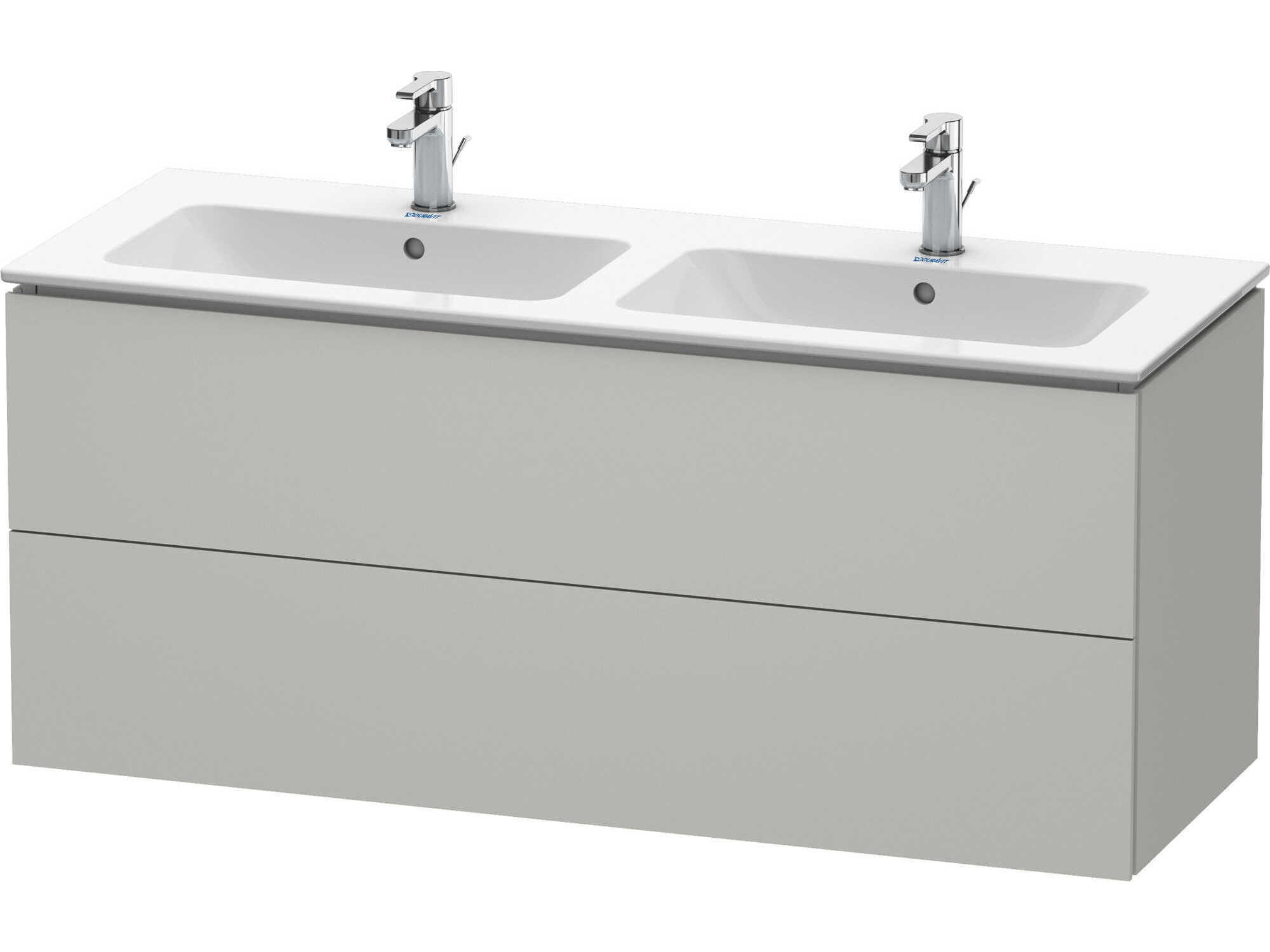 Duravit L-cube 51'' Two Drawer Concrete Gray Matt Wall-Mounted Vanity Unit