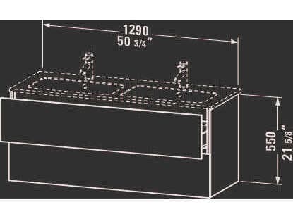 Duravit L-cube 51'' Two Drawer Concrete Gray Matt Wall-Mounted Vanity Unit