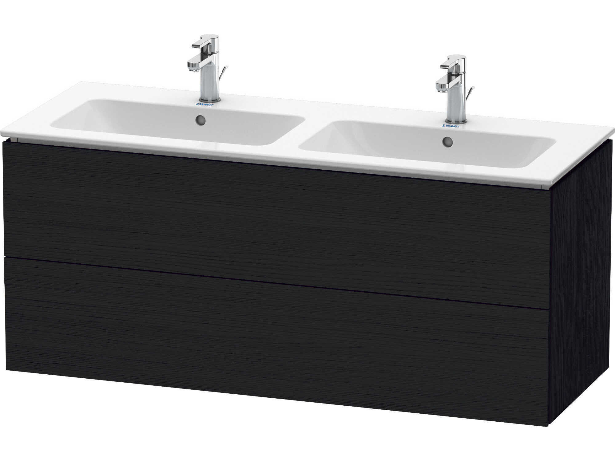 Duravit L-cube 51'' Two Drawer Black Oak Matt Wall-Mounted Vanity Unit