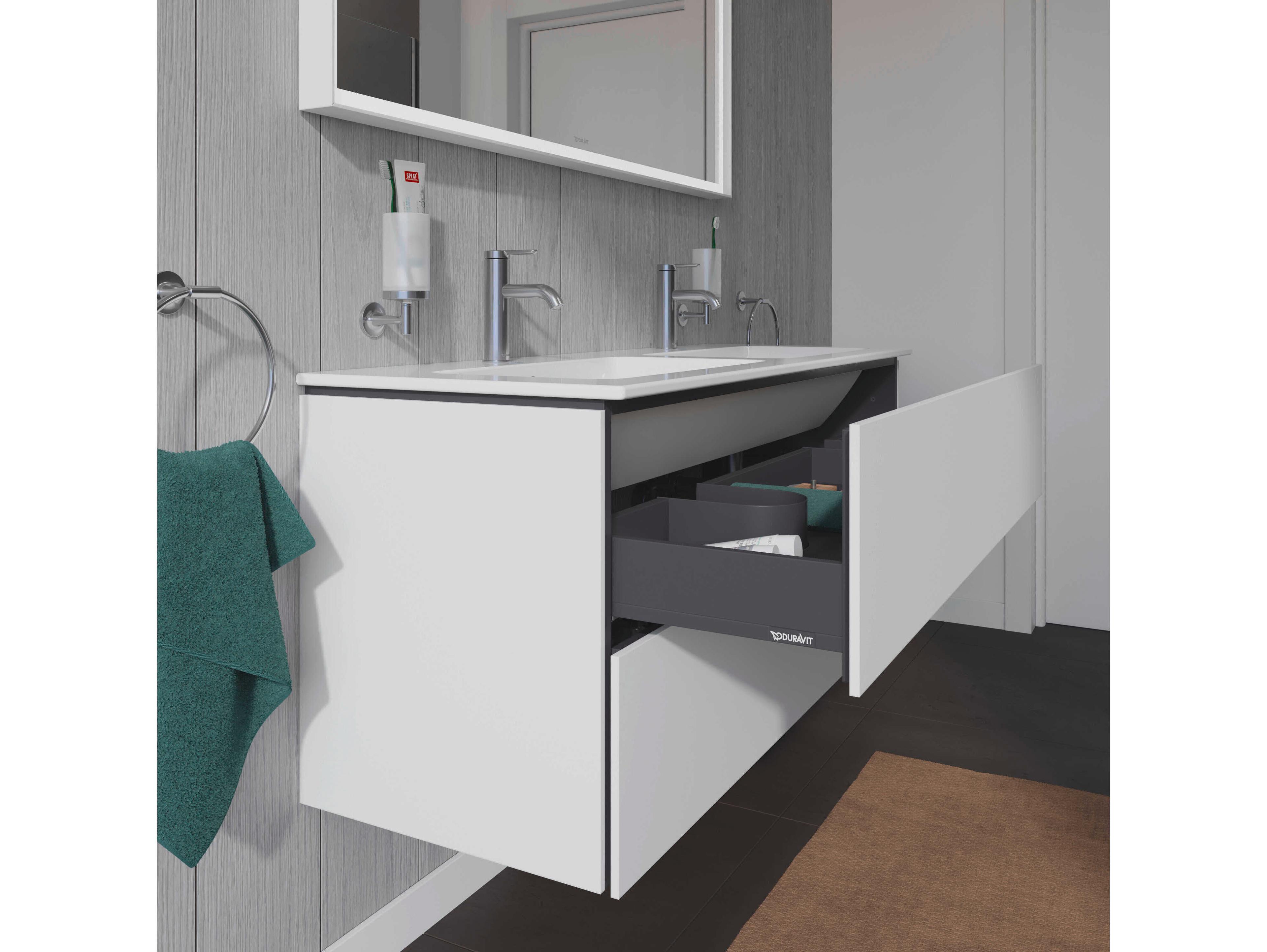 Duravit L-cube 51'' Two Drawer White Matt Wall-Mounted Vanity Unit