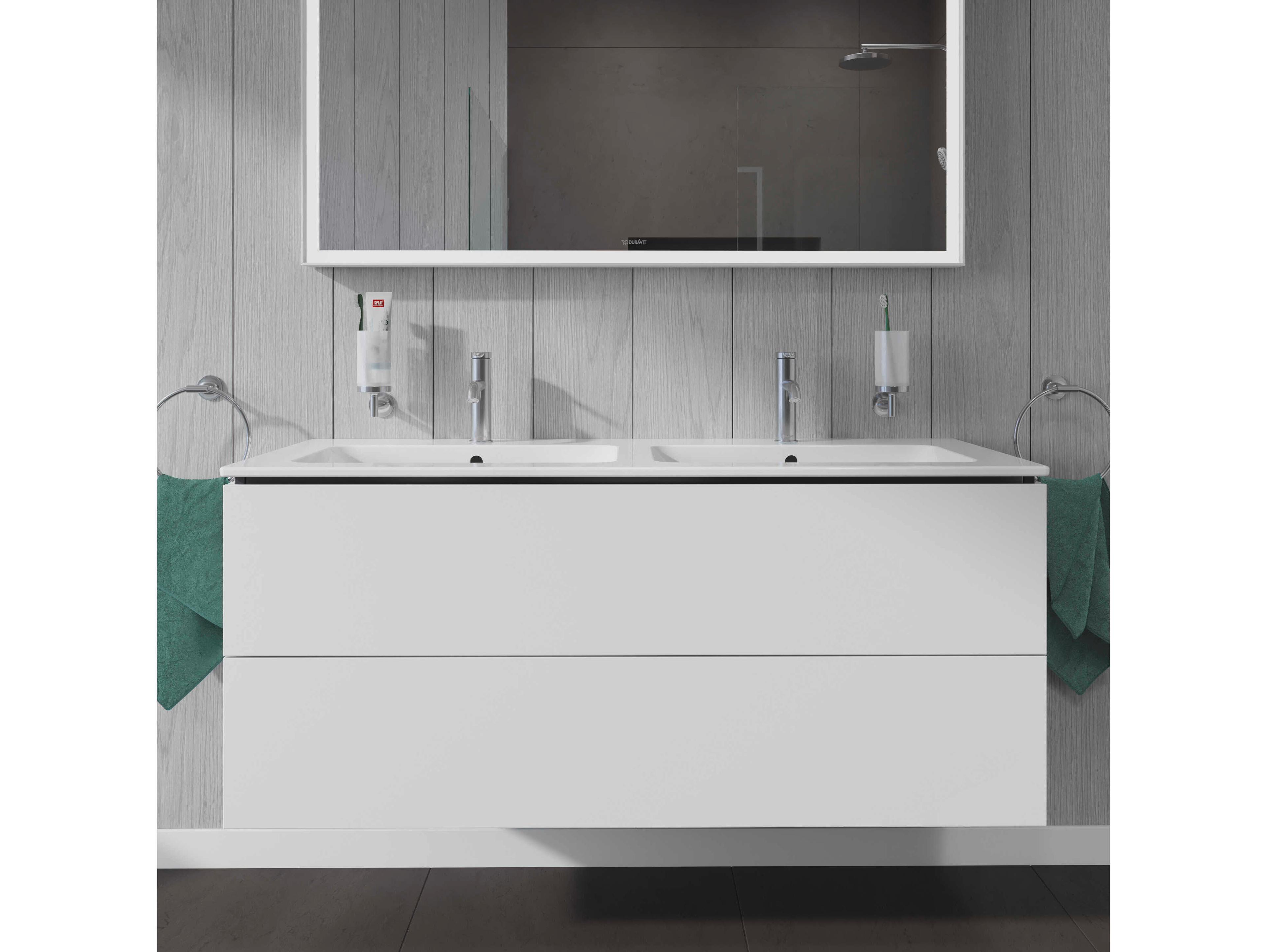 Duravit L-cube 51'' Two Drawer White Matt Wall-Mounted Vanity Unit