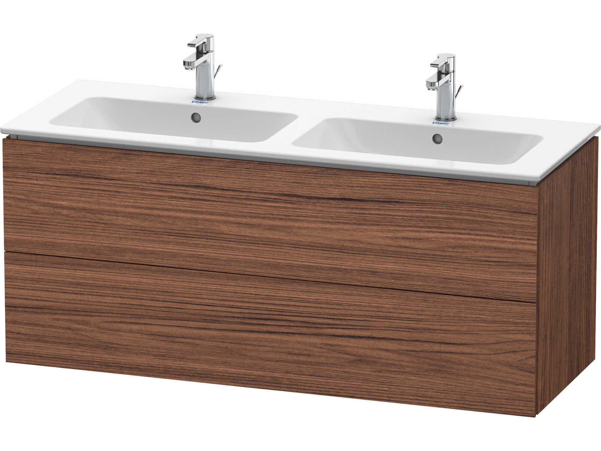 Duravit L-cube 51'' Two Drawer Walnut (Dark) Matt Wall-Mounted Vanity Unit