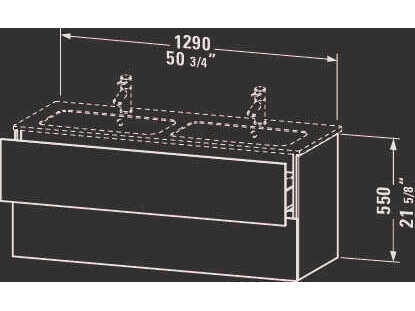 Duravit L-cube 51'' Two Drawer Natural Oak Matt Wall-Mounted Vanity Unit