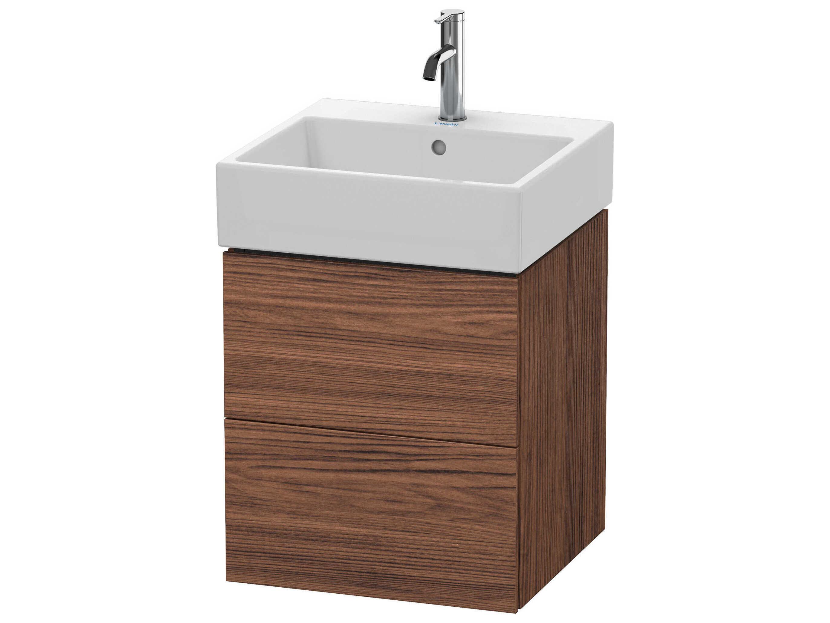 Duravit L-cube 19'' Two Drawer Walnut (Dark) Matt Wall-Mounted Vanity Unit