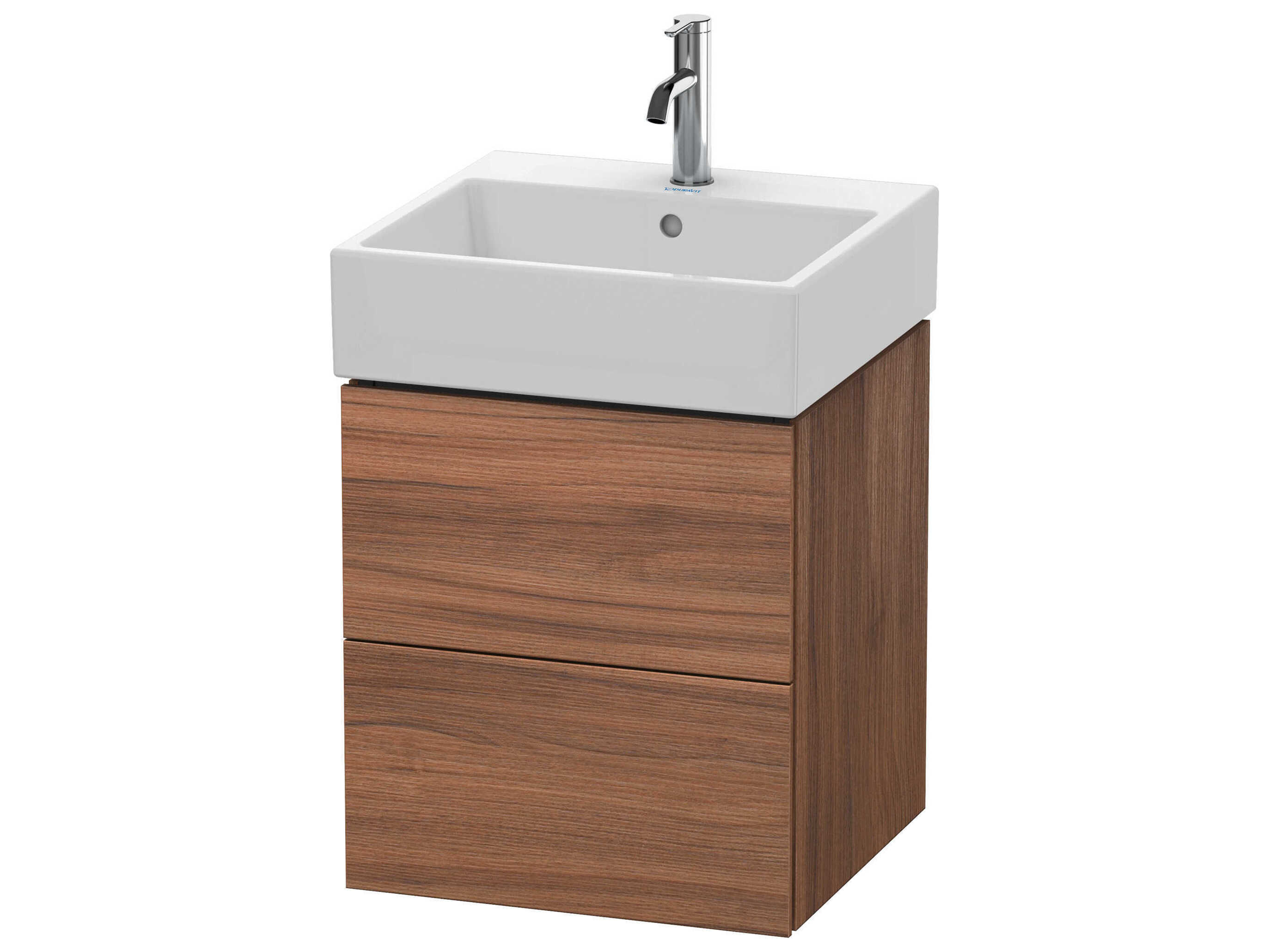 Duravit L-cube 19'' Two Drawer Walnut Matt Wall-Mounted Vanity Unit