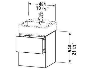 Duravit L-cube 19'' Two Drawer Walnut Matt Wall-Mounted Vanity Unit