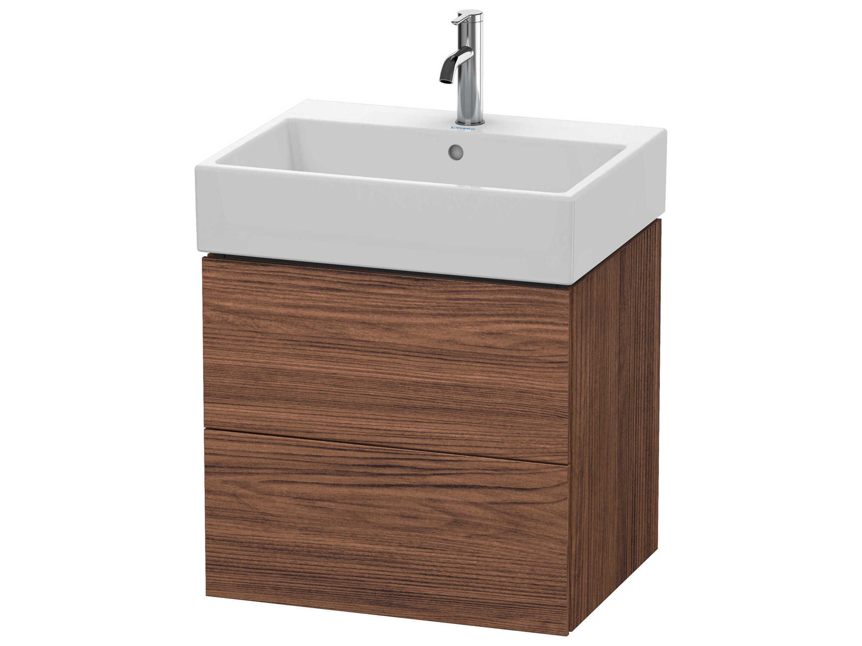 Duravit L-cube 23'' Two Drawer Walnut (Dark) Matt Wall-Mounted Vanity Unit