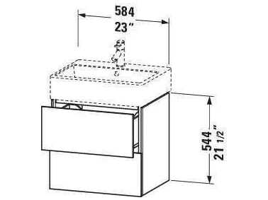 Duravit L-cube 23'' Two Drawer Walnut (Dark) Matt Wall-Mounted Vanity Unit