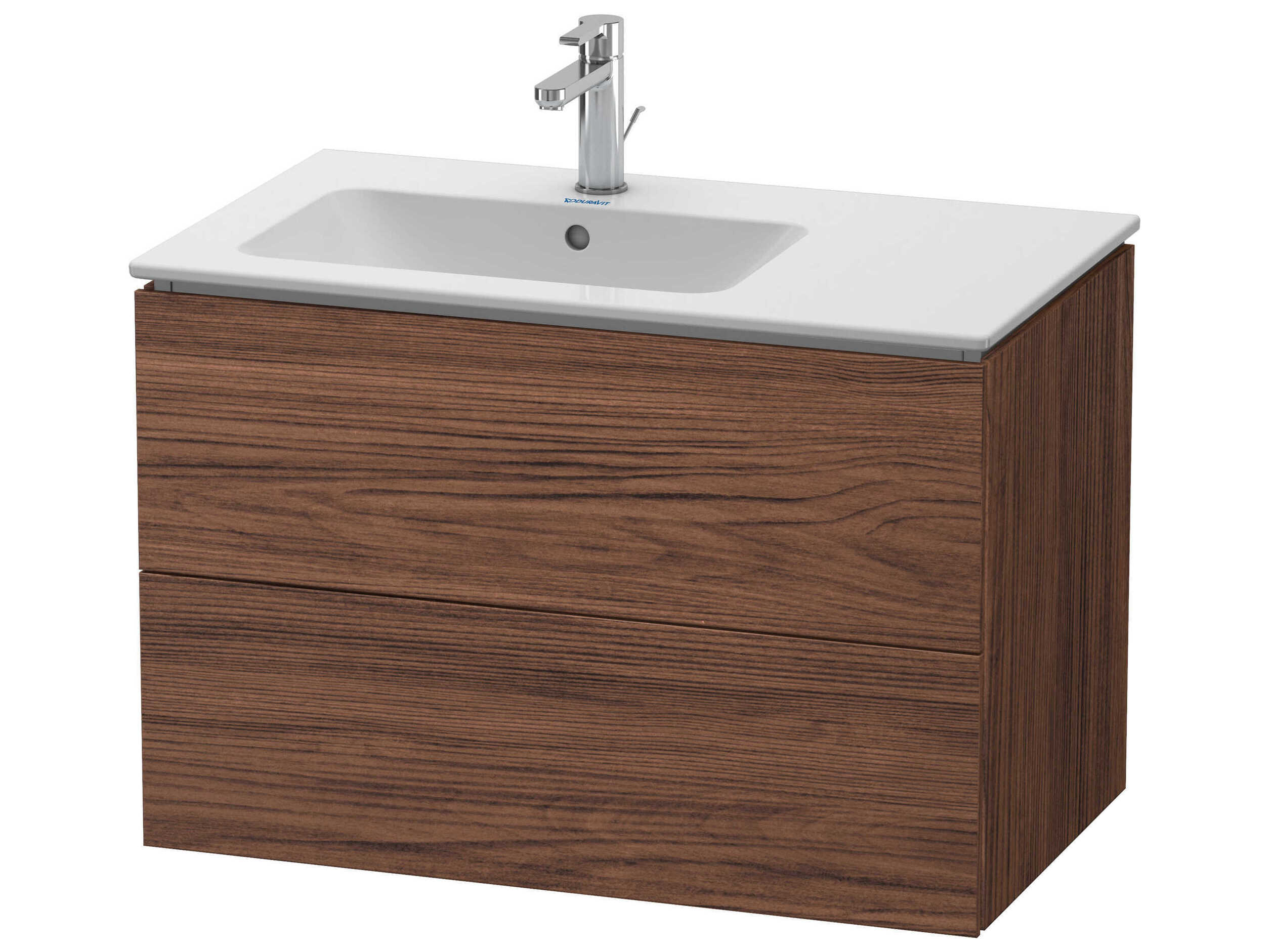 Duravit L-cube 32'' Two Drawer Walnut (Dark) Matt Wall-Mounted Vanity Unit