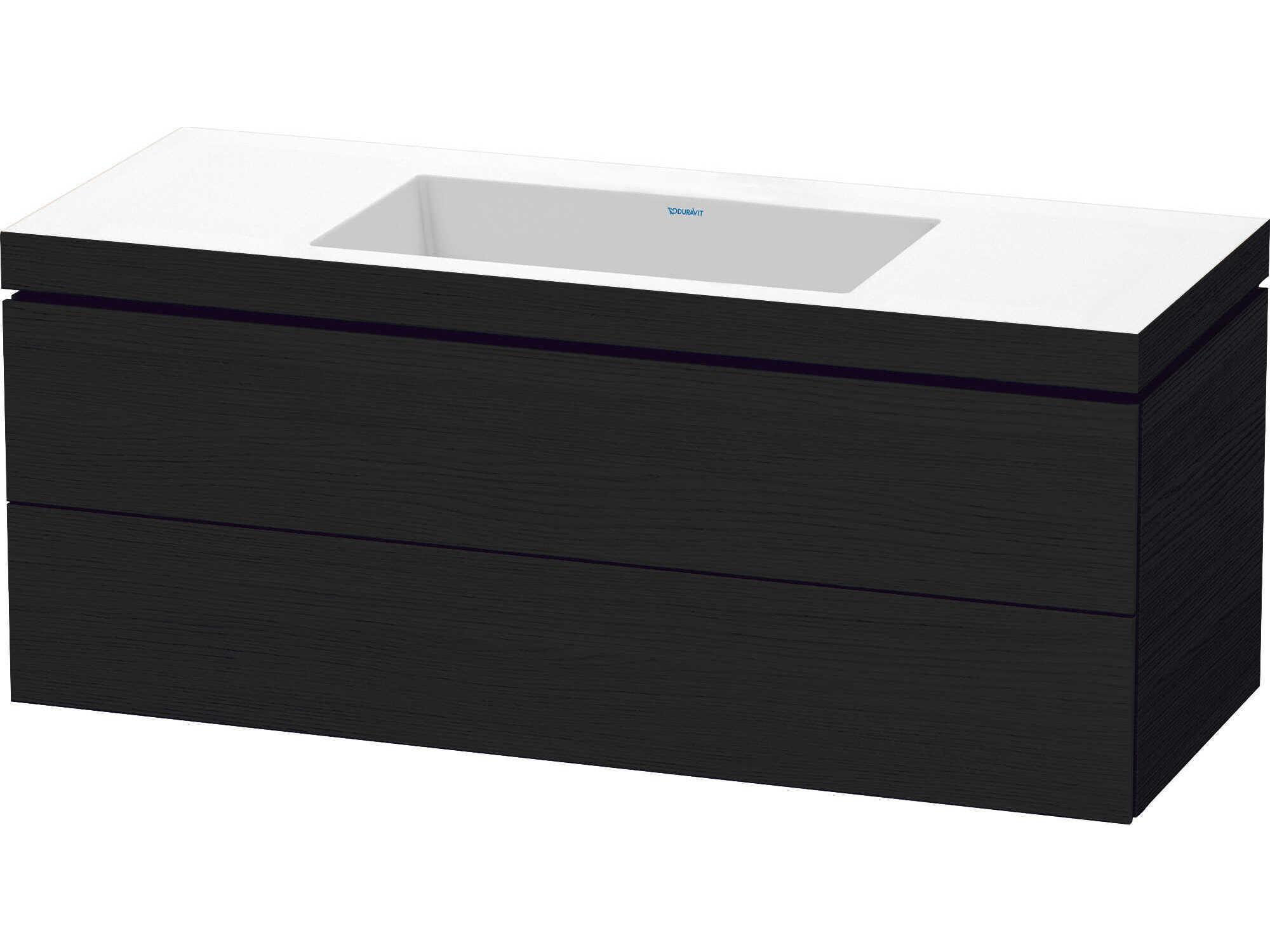 Duravit L-cube 47'' Two Drawer Black Oak Matt Wall-Mounted Vanity Unit