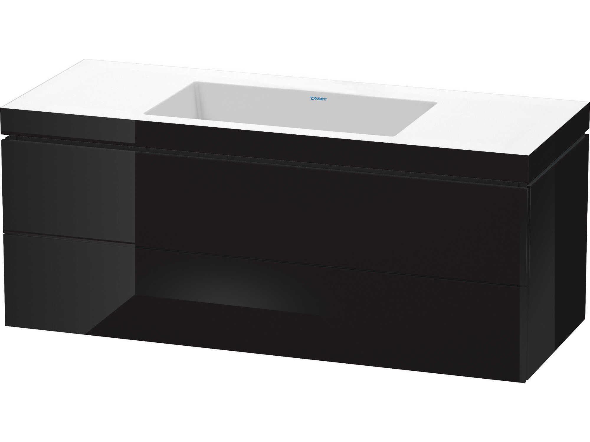 Duravit L-cube 47'' Two Drawer Black High Gloss Wall-Mounted Vanity Unit