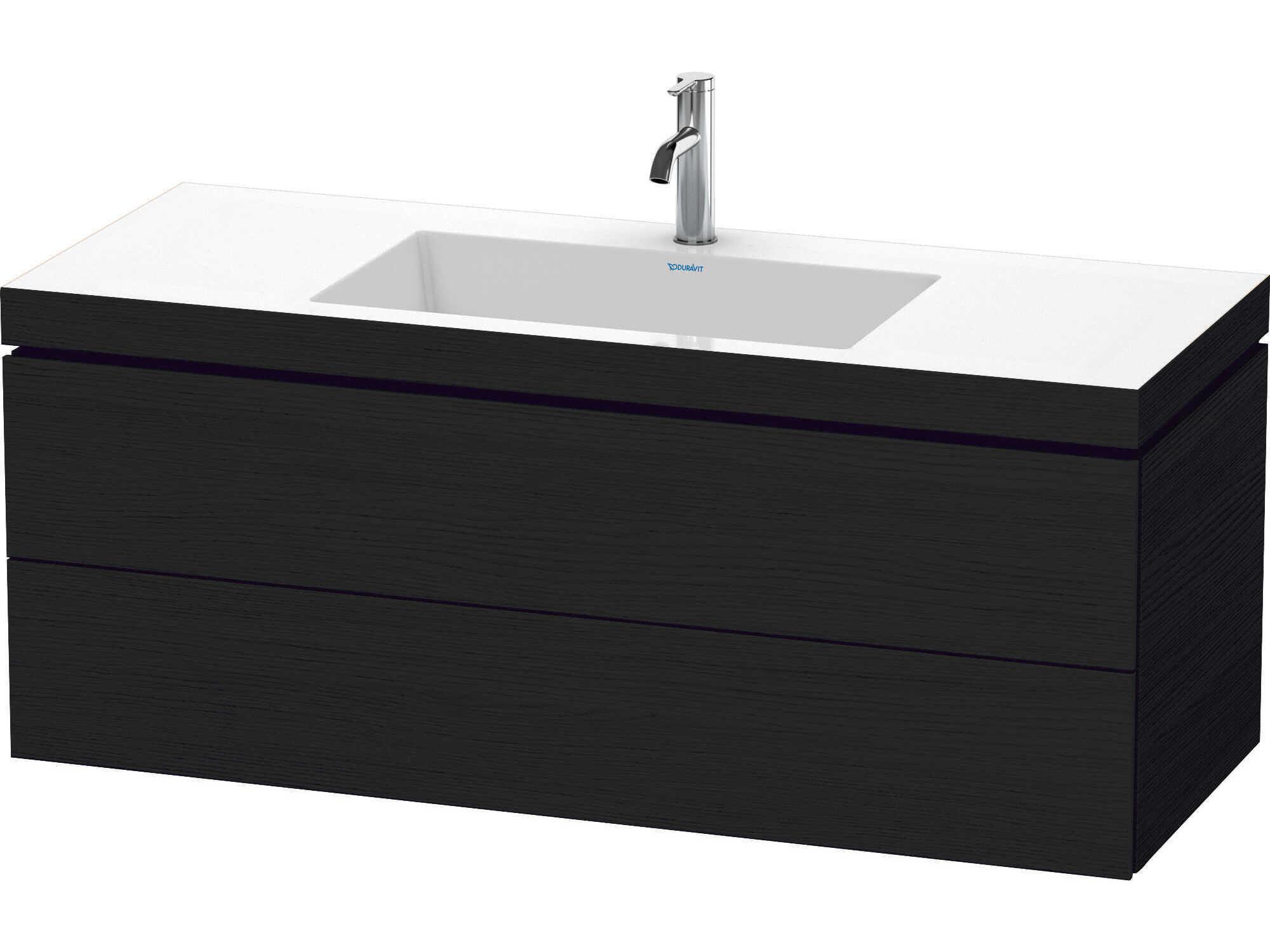 Duravit L-cube 47'' Two Drawer Black Oak Matt Wall-Mounted Vanity Unit