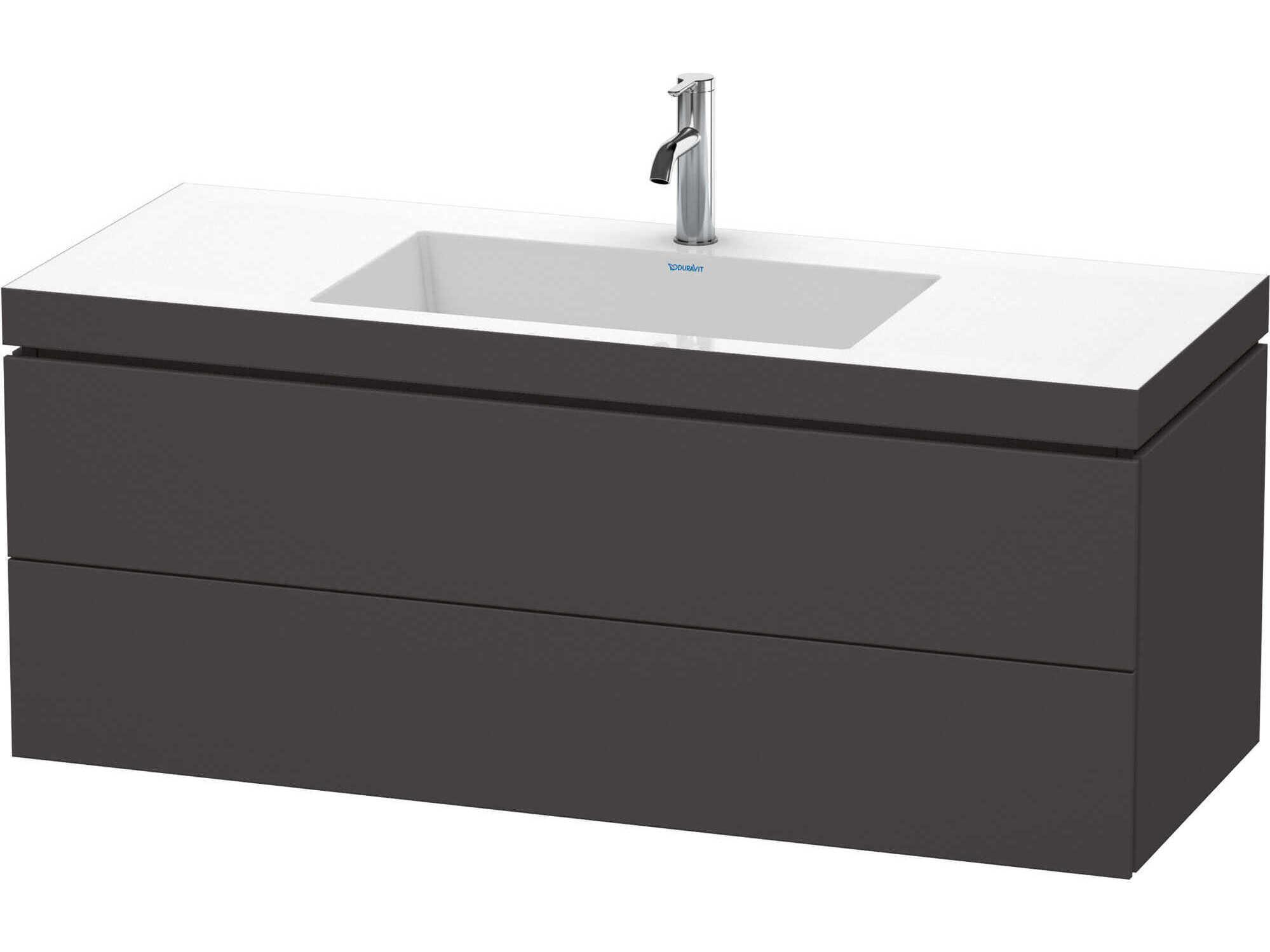 Duravit L-cube 47'' Two Drawer Graphite Super Matt Wall-Mounted Vanity Unit