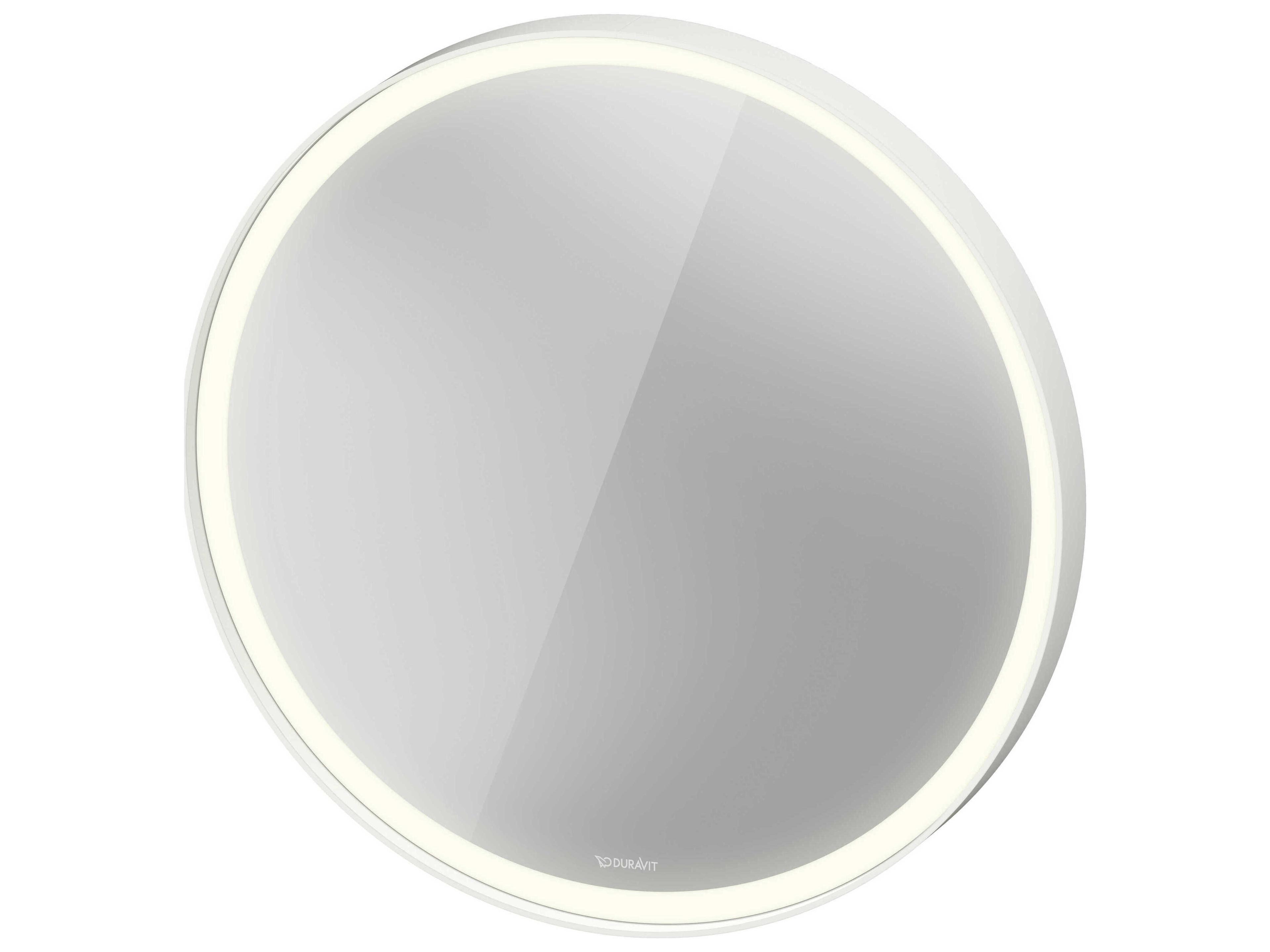 Duravit L-cube 28'' Round White Aluminium Matte Frame LED Mirror - Sensor Switch