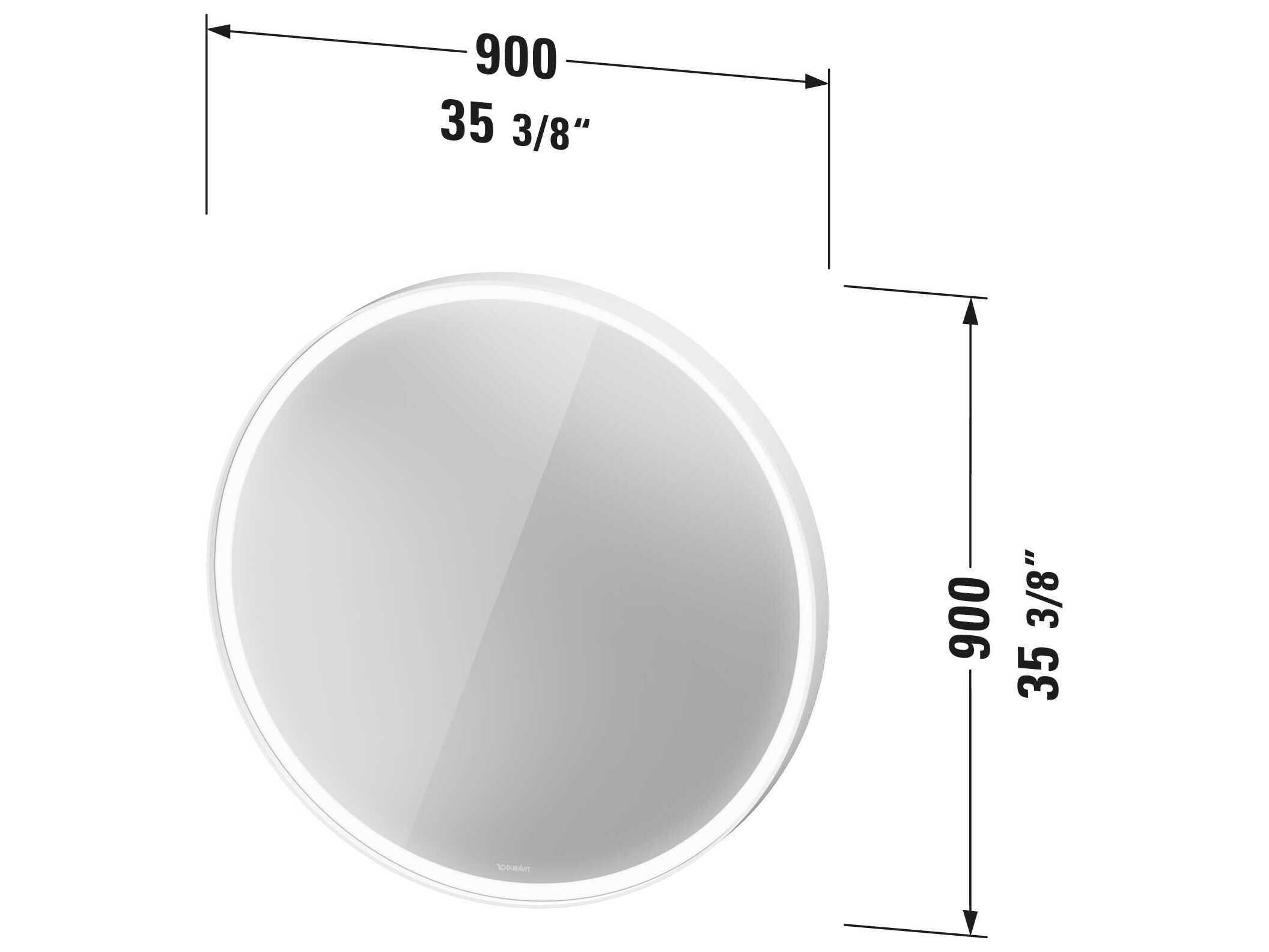 Duravit L-cube 35'' Round White Matte Frame LED Mirror - Sensor Switch