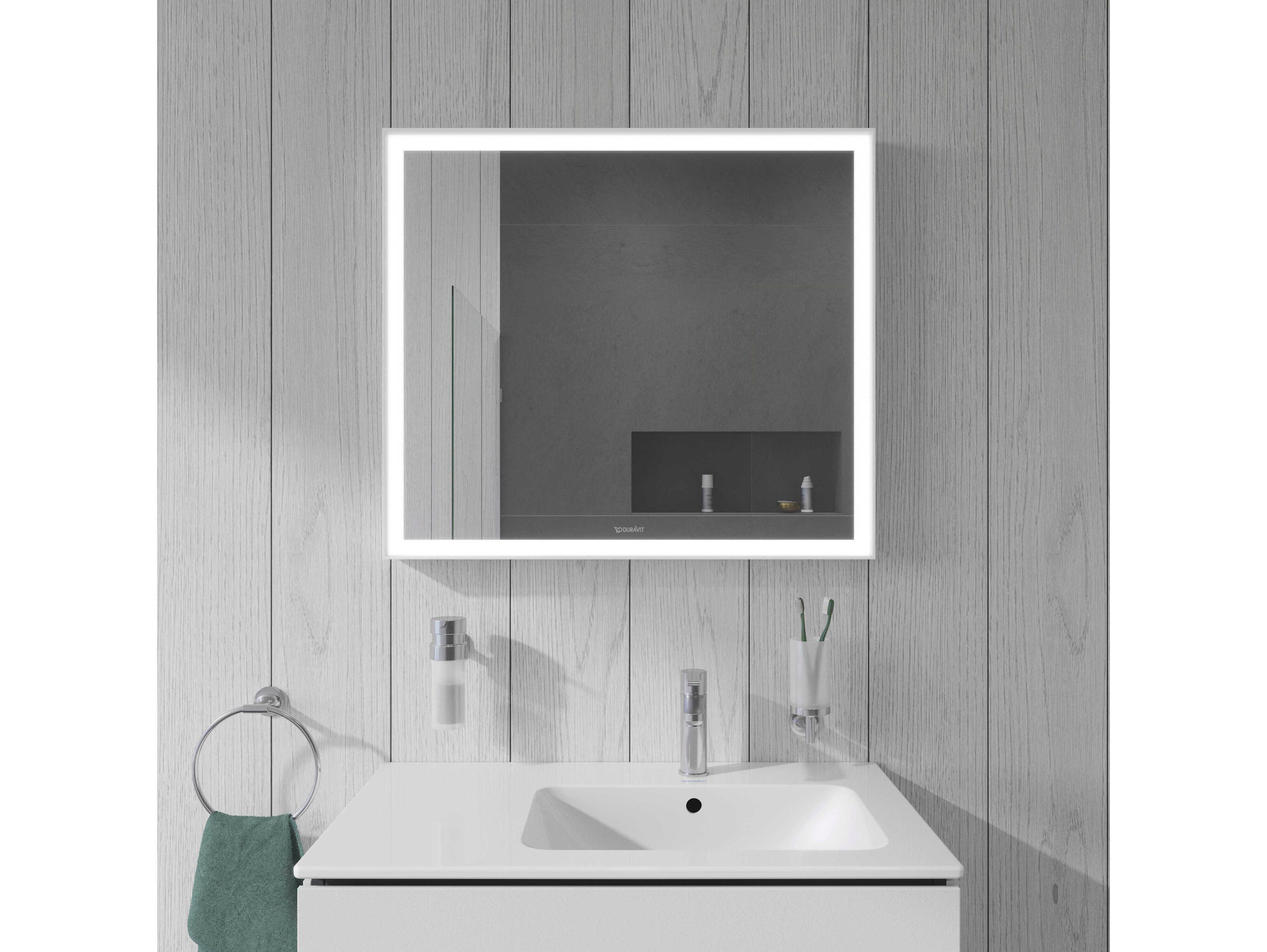 Duravit L-cube 32'' White Matte Frame LED Mirror - Sensor Switch