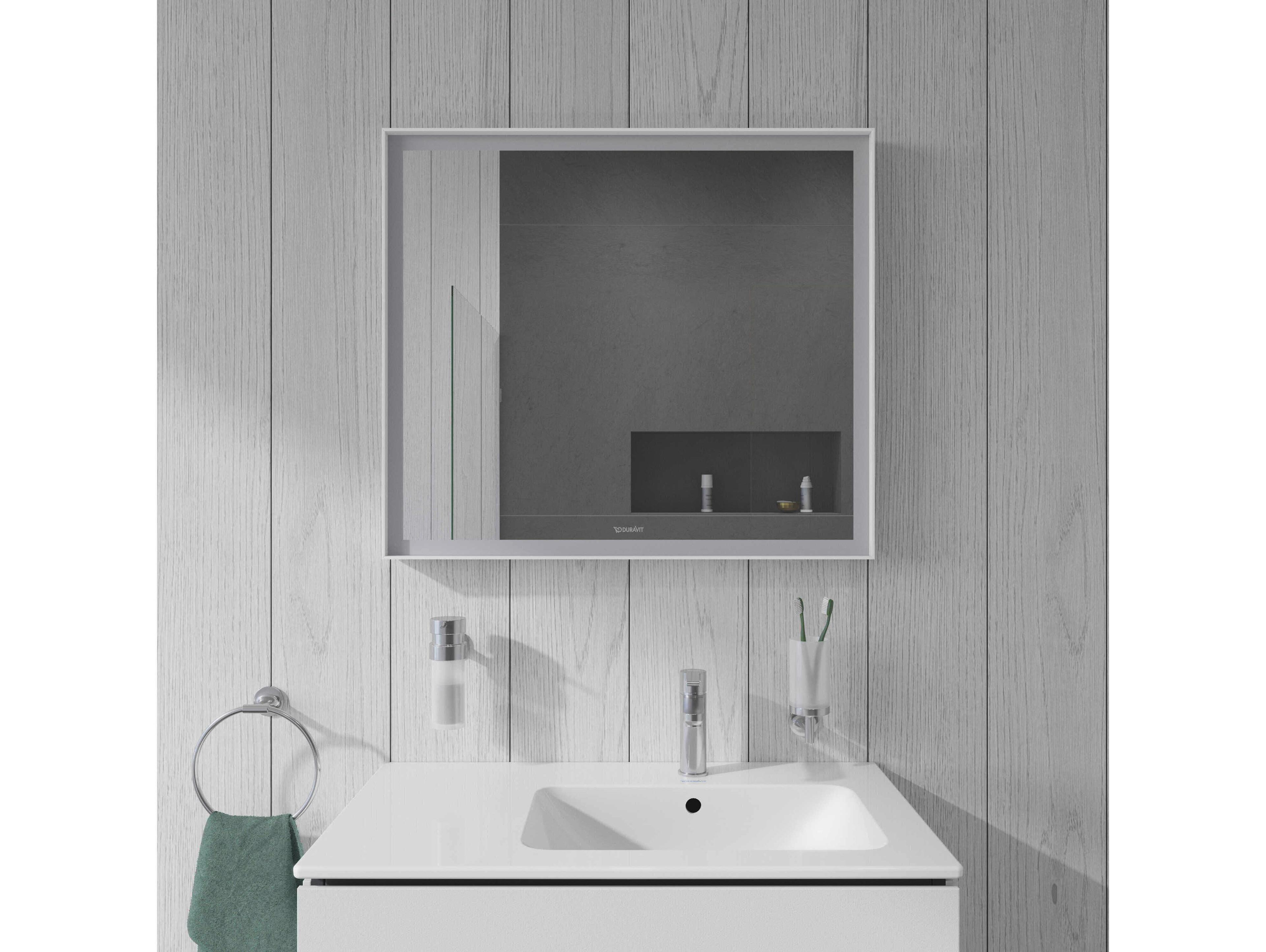 Duravit L-cube 32'' White Matte Frame LED Mirror - Sensor Switch