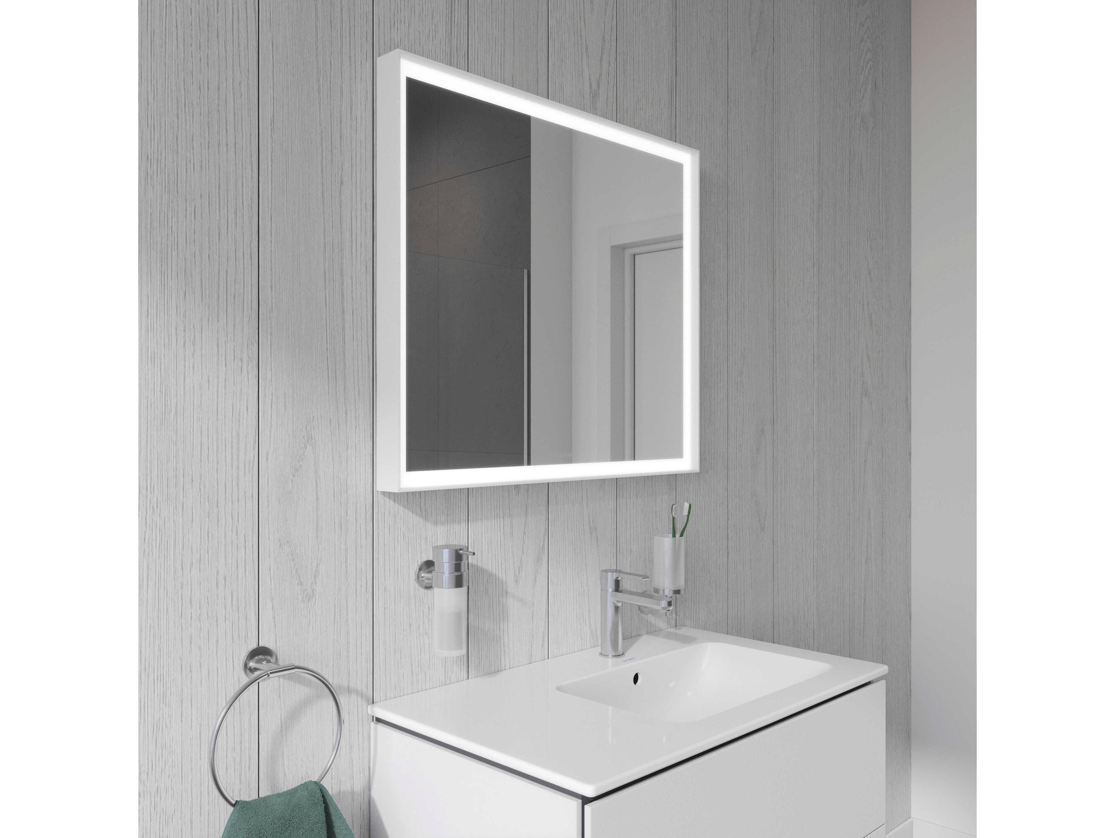 Duravit L-cube 32'' White Matte Frame LED Mirror - Sensor Switch