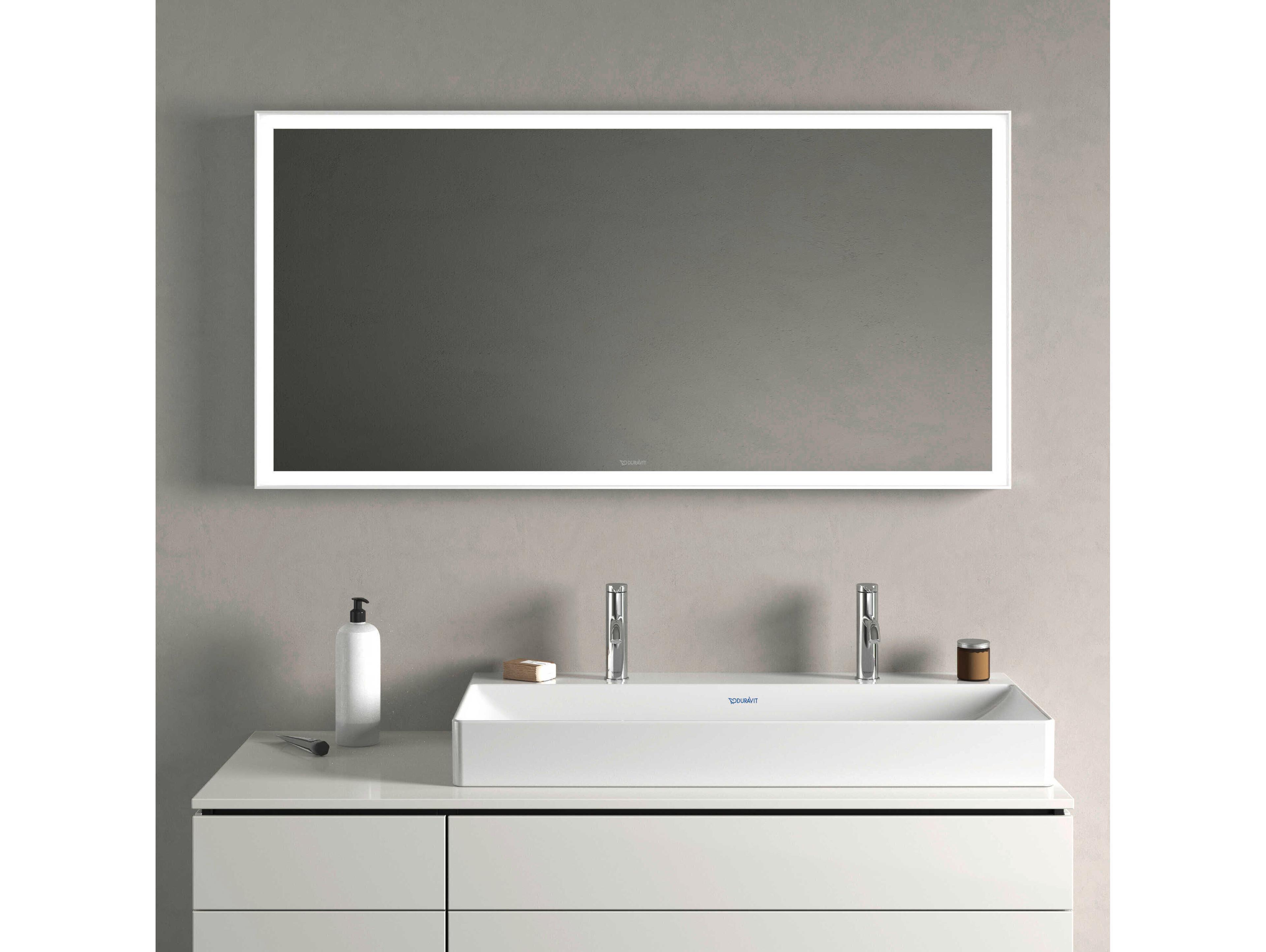 Duravit L-cube 55'' White Matte Frame LED Mirror - Sensor Switch