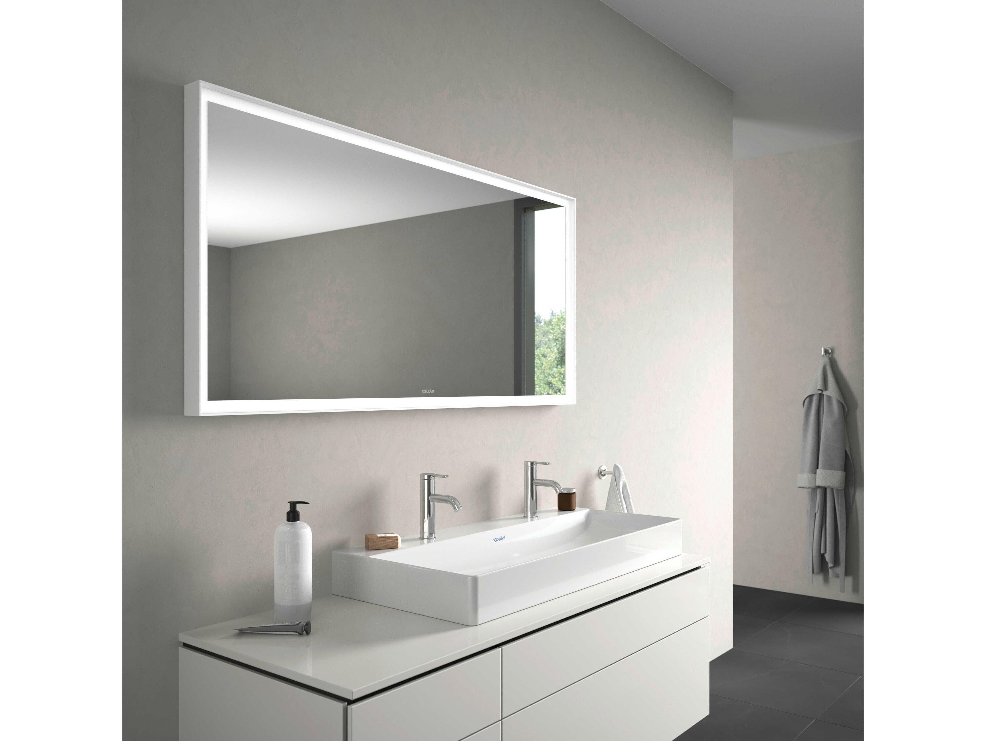 Duravit L-cube 55'' White Matte Frame LED Mirror - Sensor Switch
