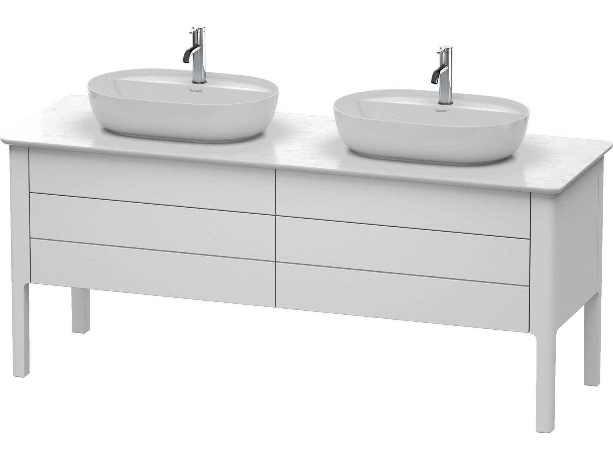 Duravit Luv 68'' White Satin Matt Freestanding Vanity Unit - 2 Cut-outs