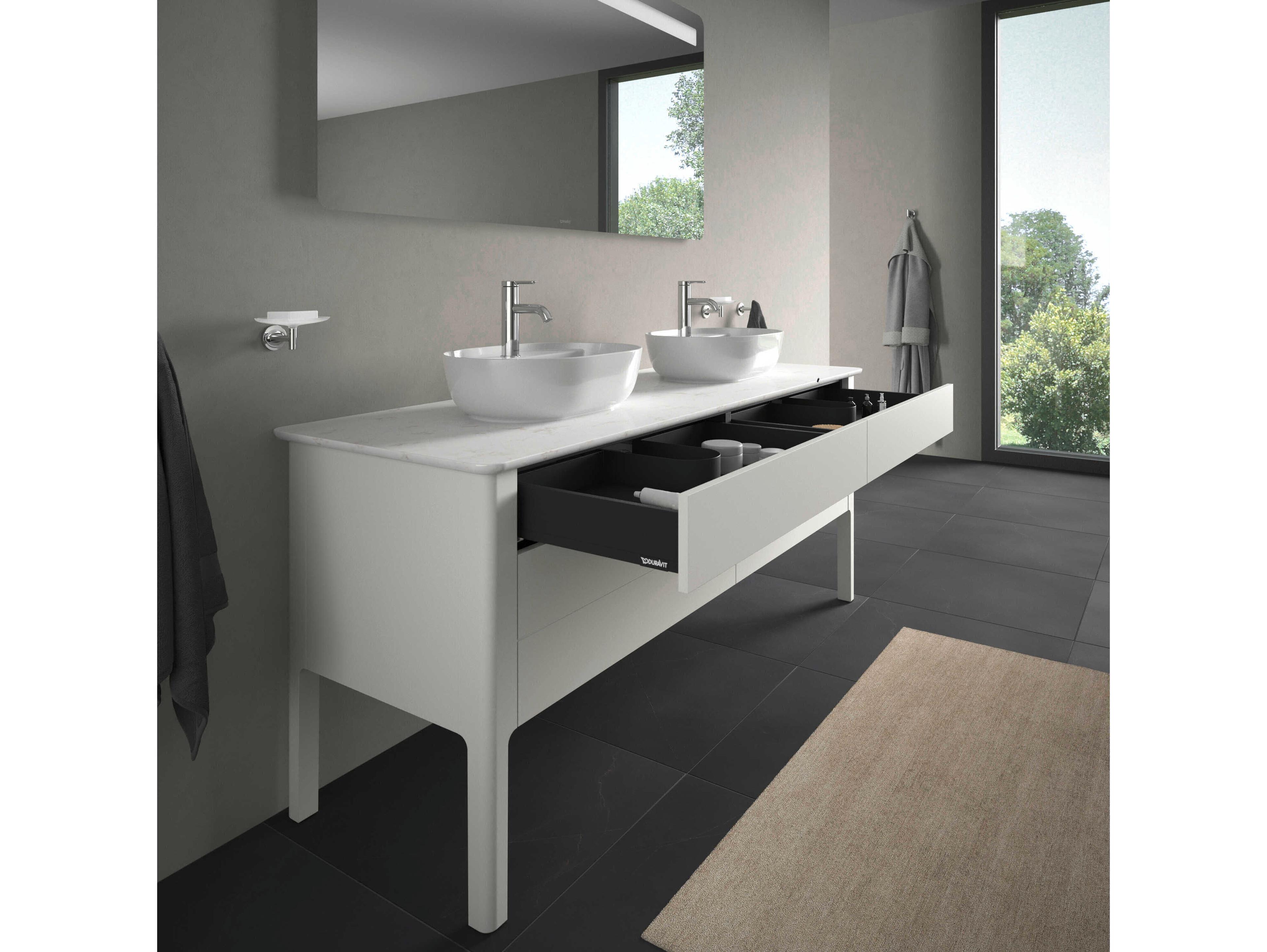 Duravit Luv 68'' White Satin Matt Freestanding Vanity Unit - 2 Cut-outs