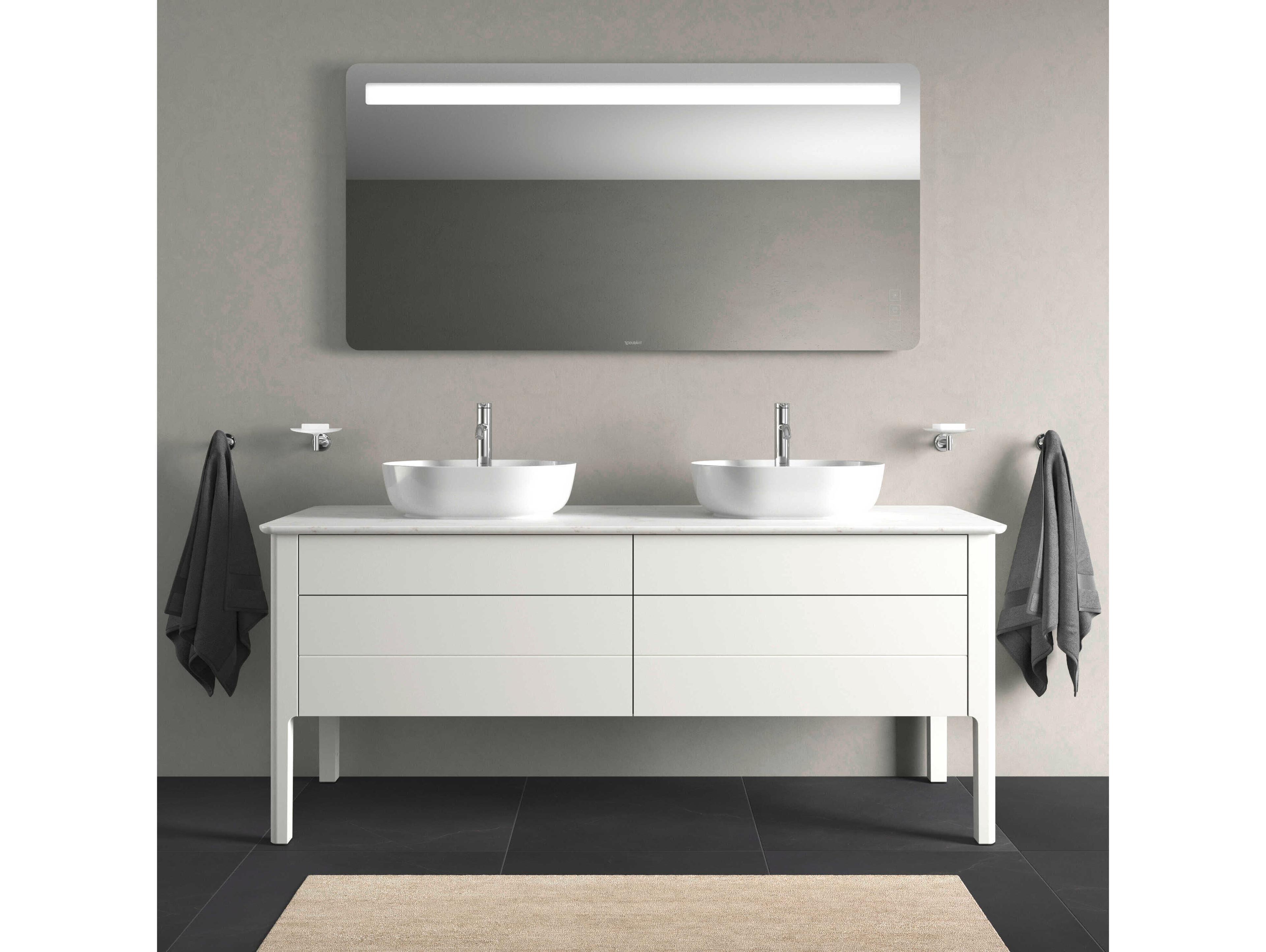 Duravit Luv 68'' White Satin Matt Freestanding Vanity Unit - 2 Cut-outs