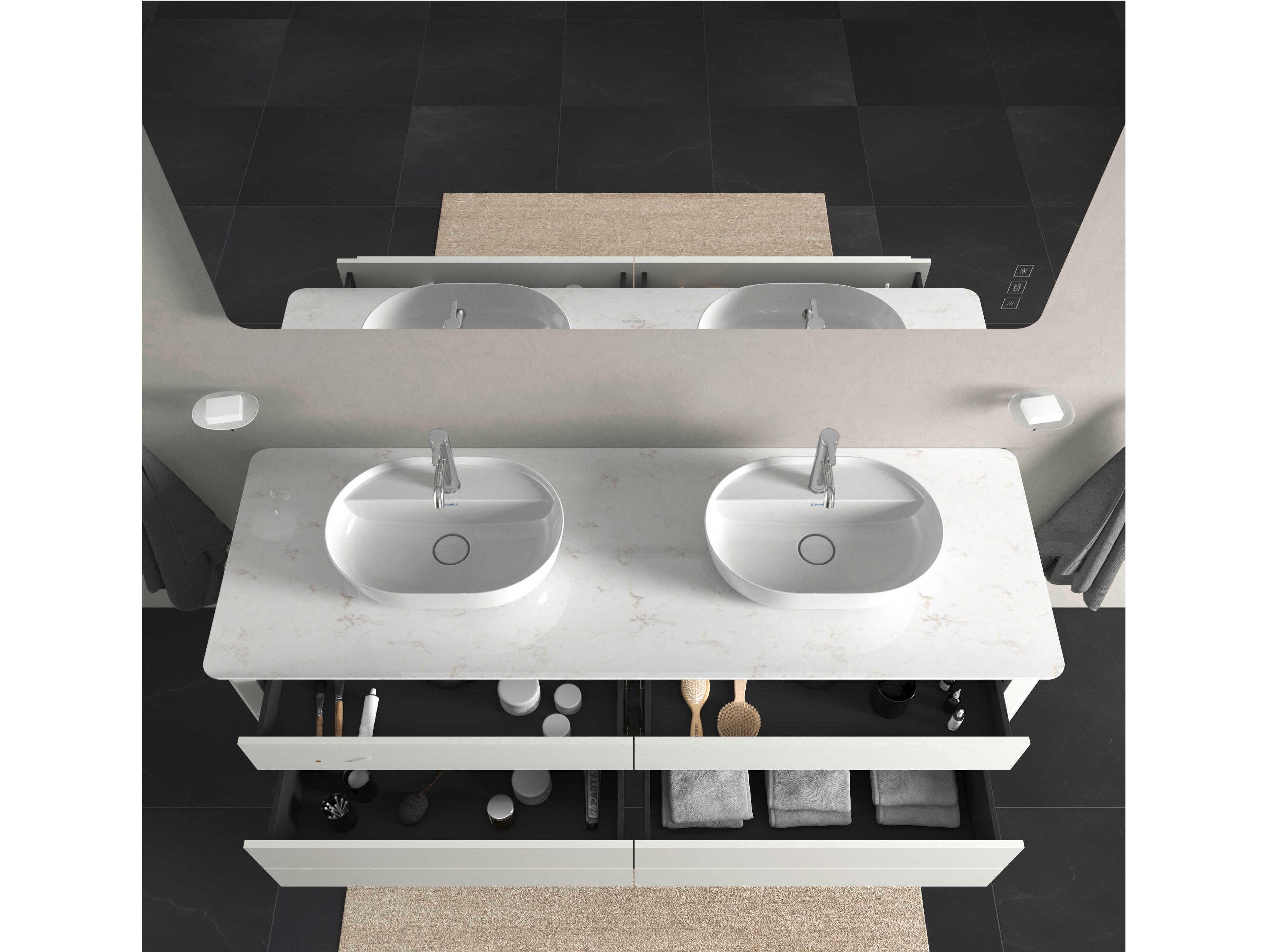 Duravit Luv 68'' White Satin Matt Freestanding Vanity Unit - 2 Cut-outs