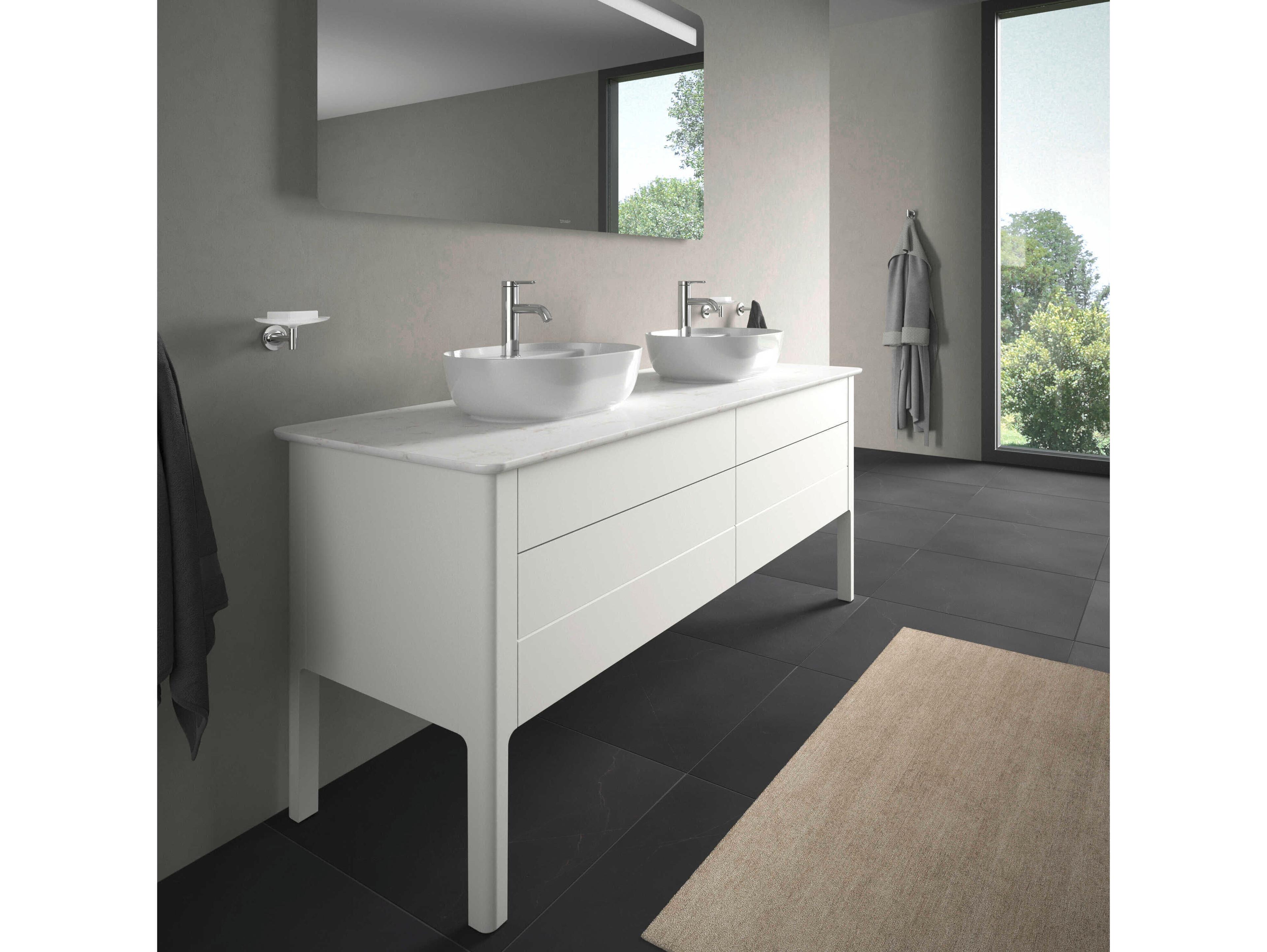 Duravit Luv 68'' White Satin Matt Freestanding Vanity Unit - 2 Cut-outs