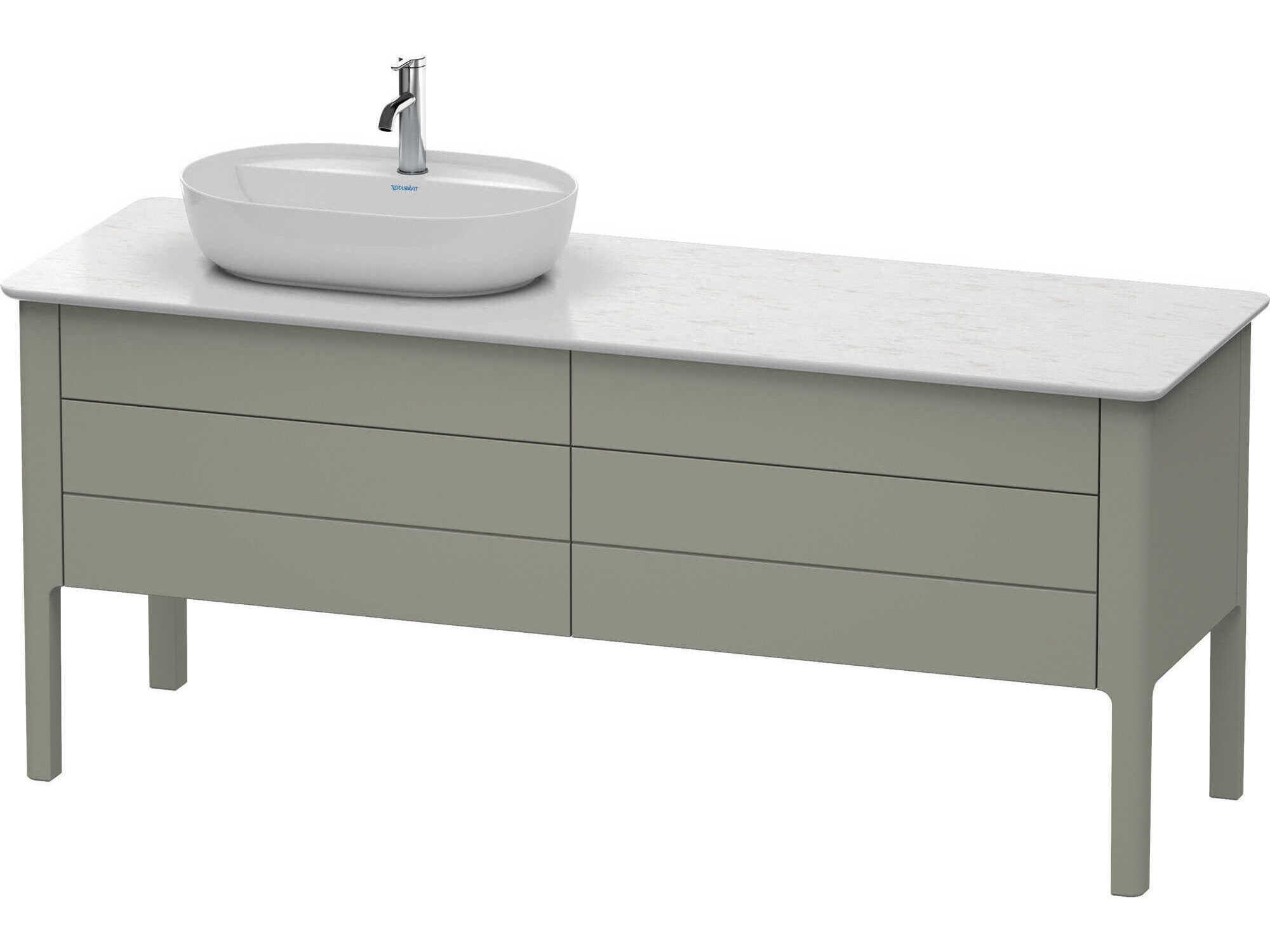 Duravit Luv 68'' Stone Gray Satin Matt Freestanding Vanity Unit - 1 Left Side Cut-out