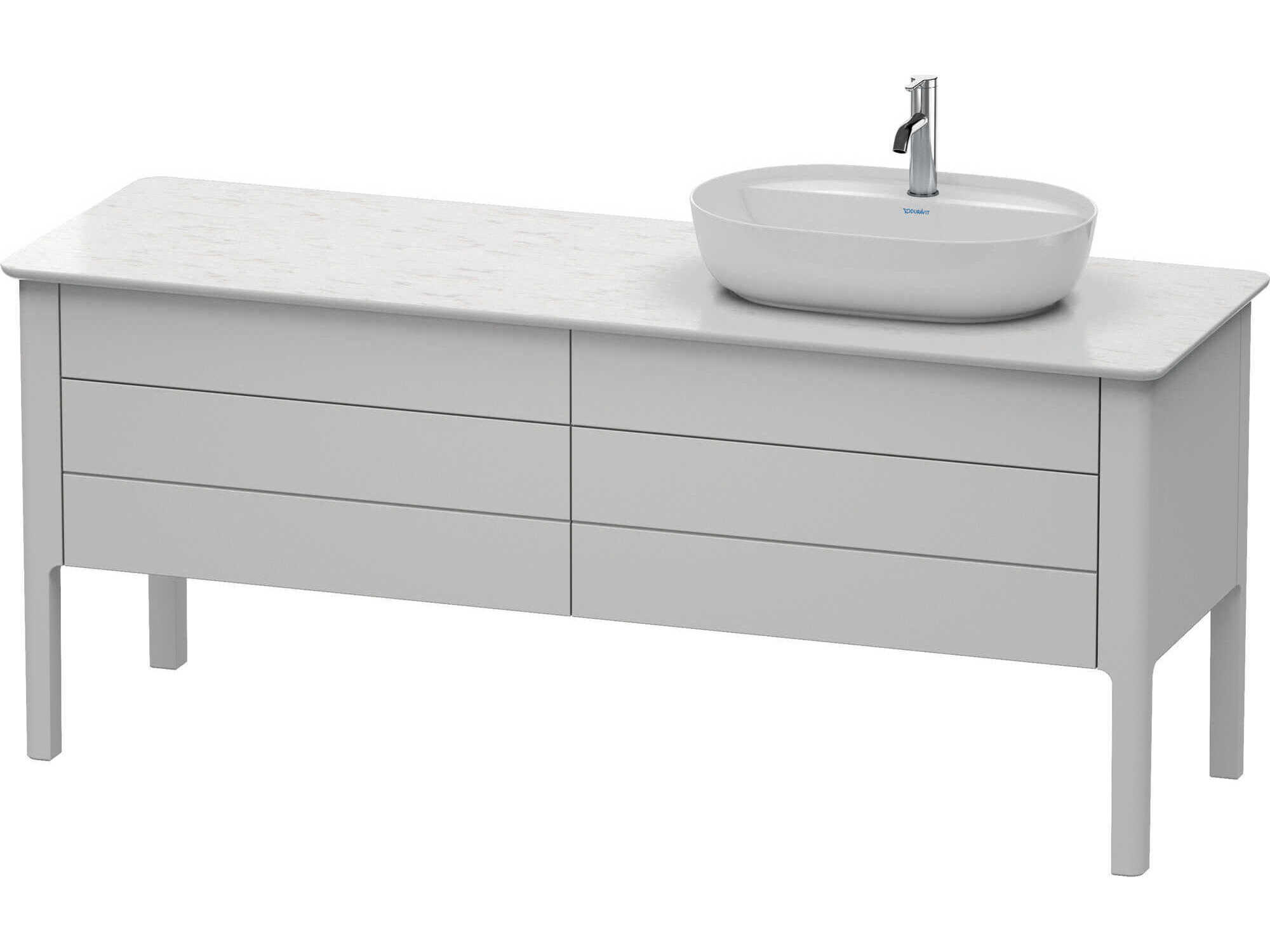 Duravit Luv 68'' Nordic White Satin Matt Freestanding Vanity Unit - 1 RIght Side Cut-out