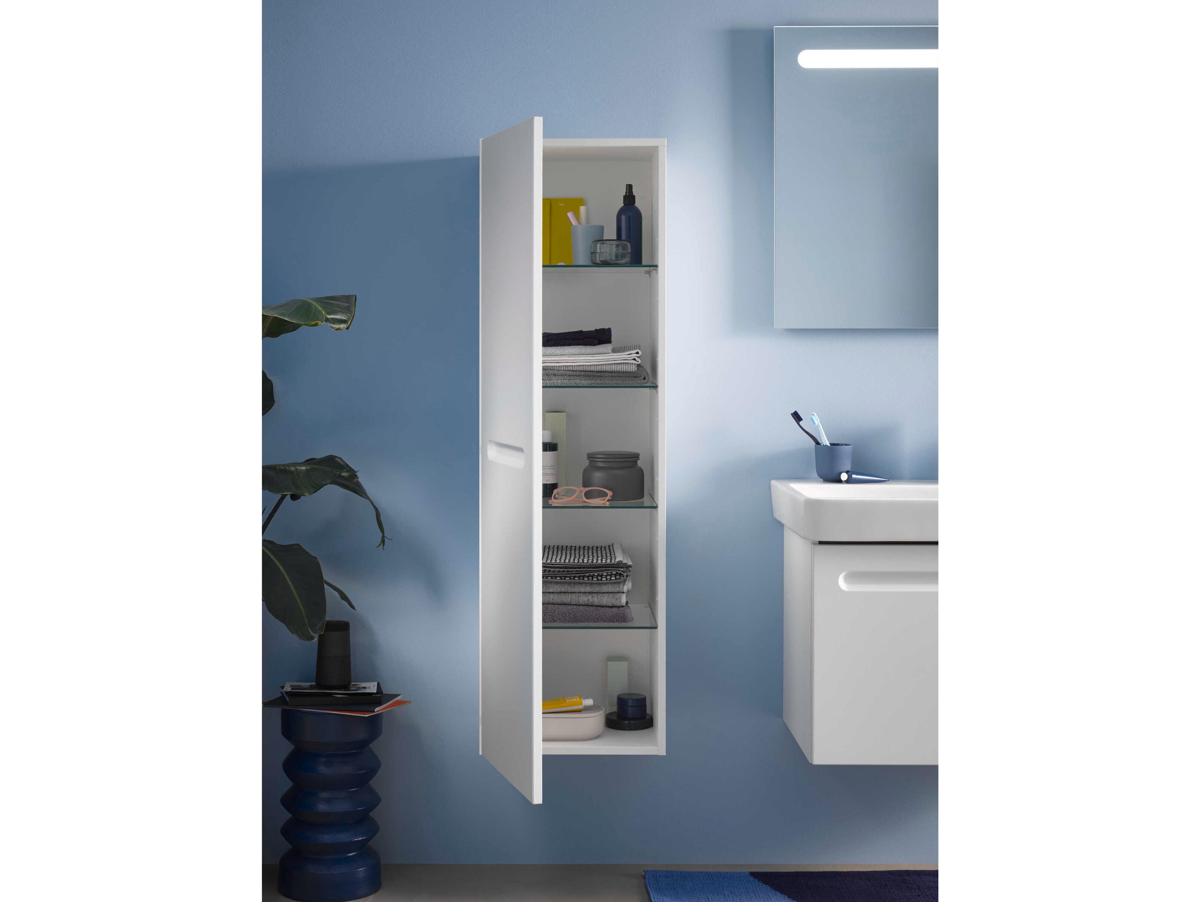 Duravit Duravit No.1 16'' Semi-Tall White Matt Wall- Mounted Cabinet - Left Hinge