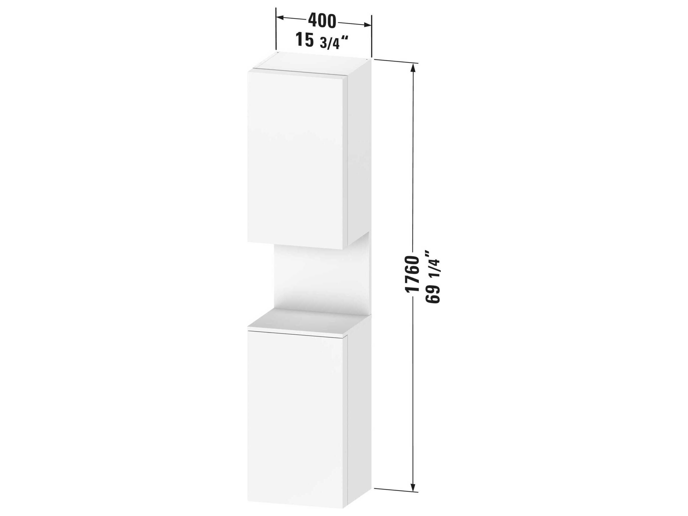 Duravit Qatego 16'' Marbeled Oak Matt/White Tall Cabinet - Right Side Hinge
