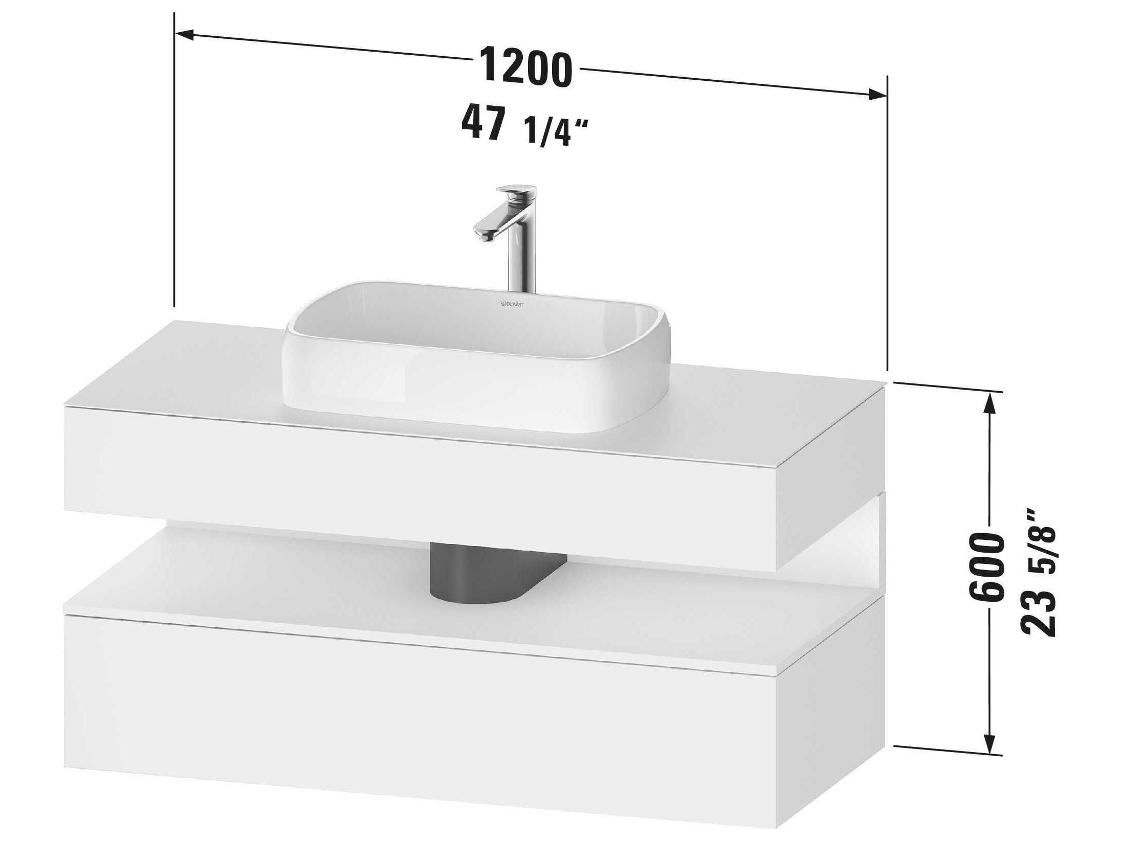 Duravit Qatego 47'' White Matt Wall-Mounted Vanity Unit