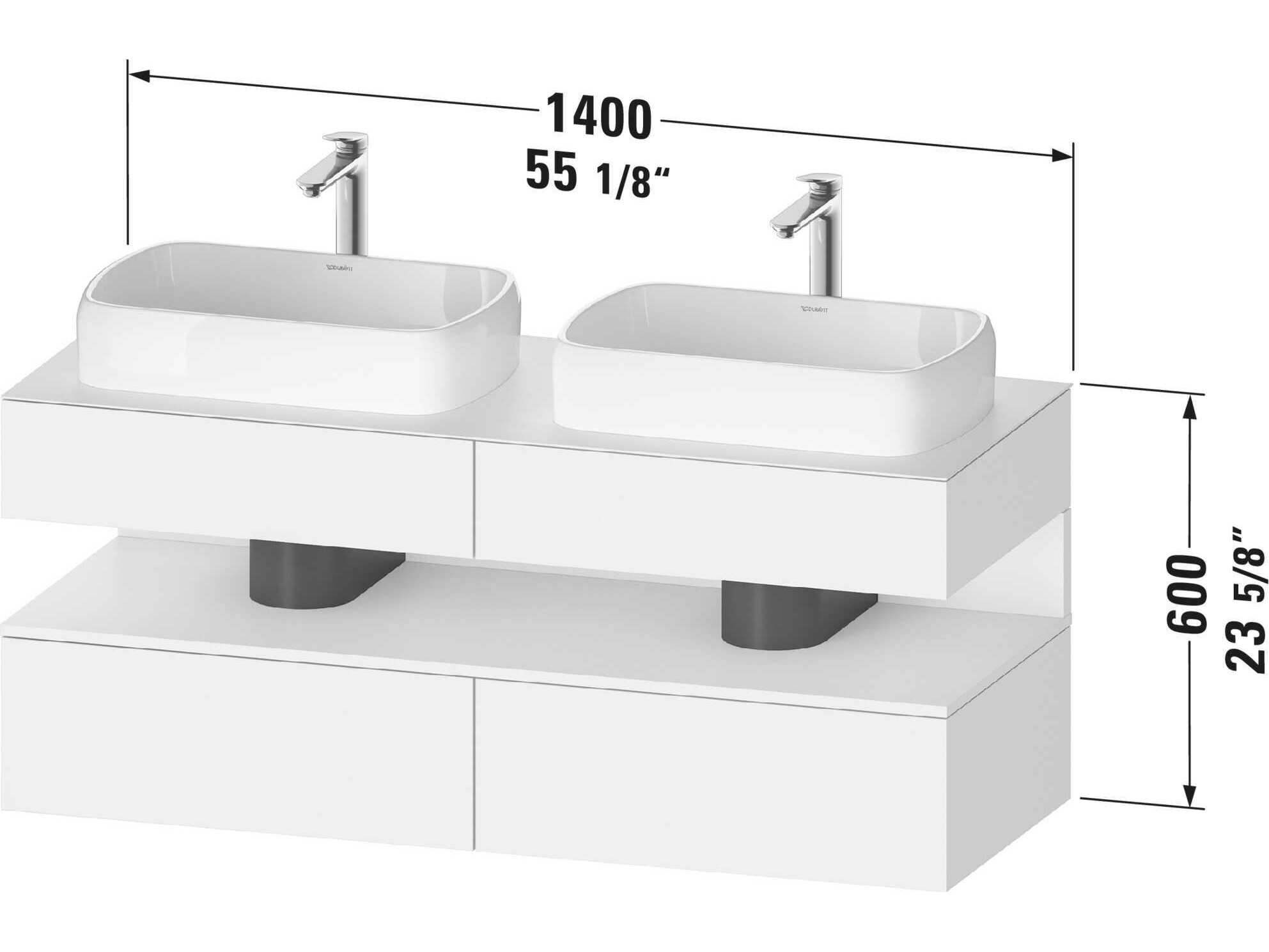 Duravit Qatego 55'' White Matt Wall-Mounted Vanity Unit