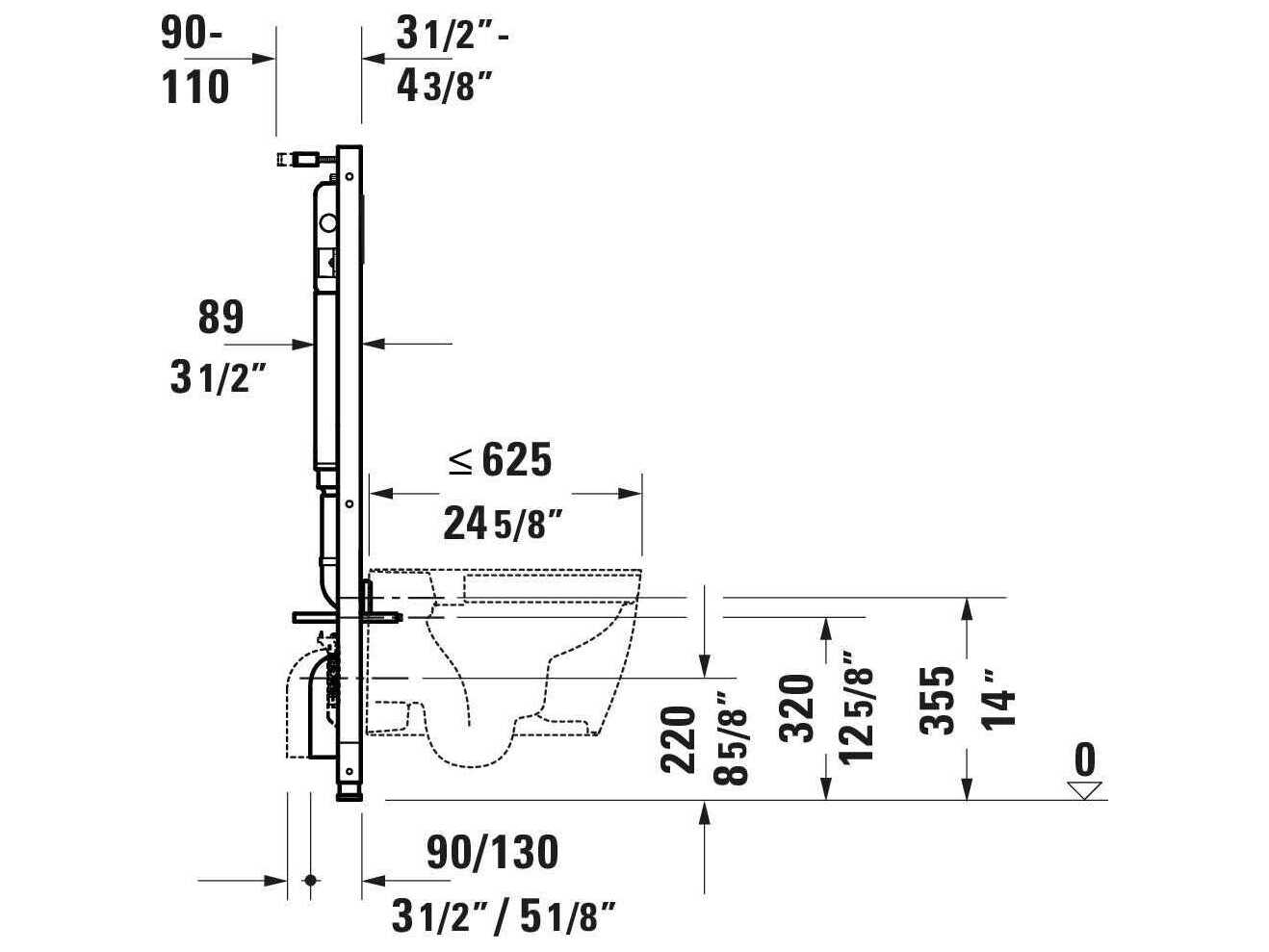 Duravit Durasystem 24'' In Wall Tank & Carrier - 0.8 / 0.6 GPF