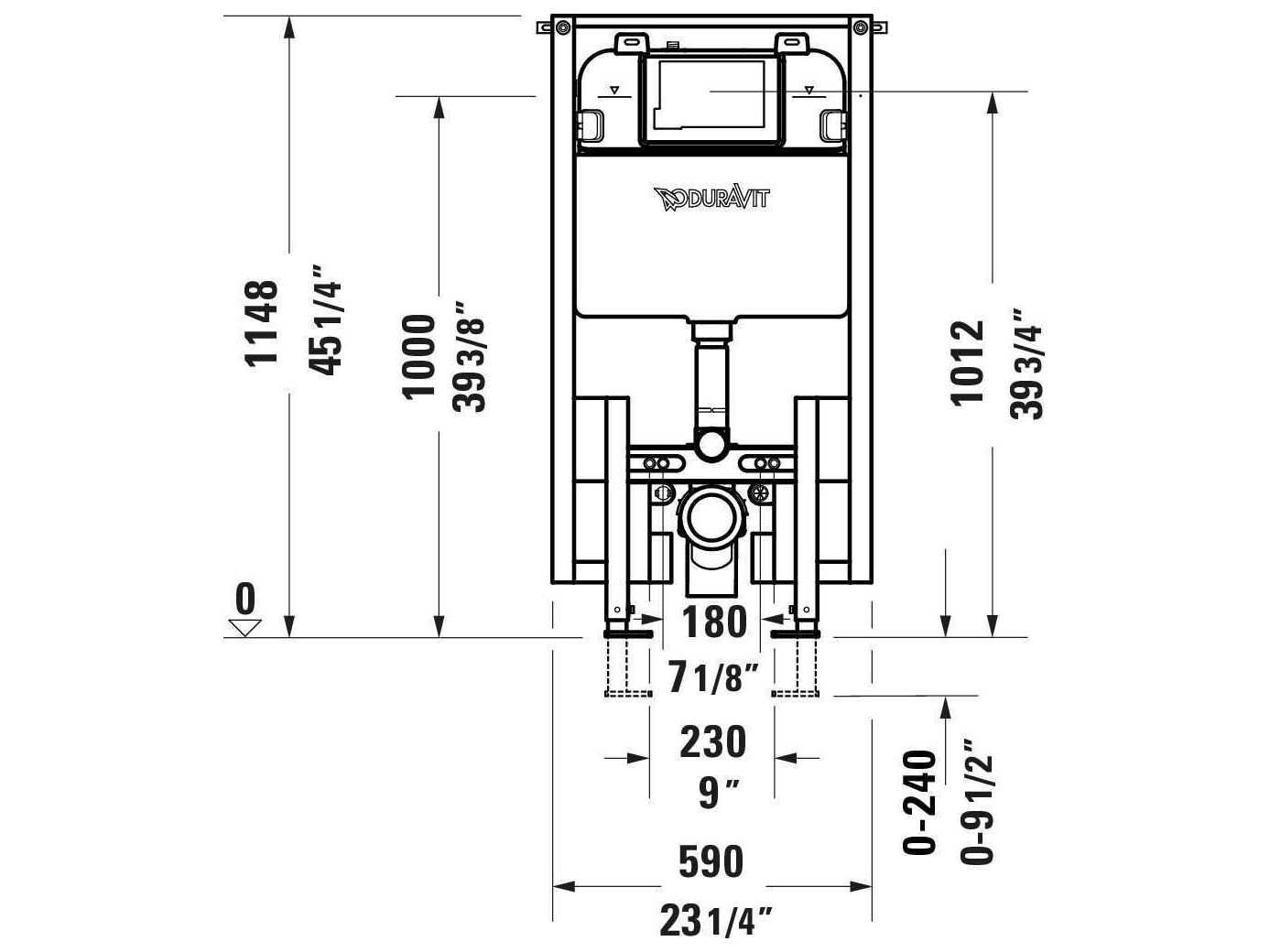 Duravit Durasystem 24'' In Wall Tank & Carrier  - 0.8 / 1.28 GPF