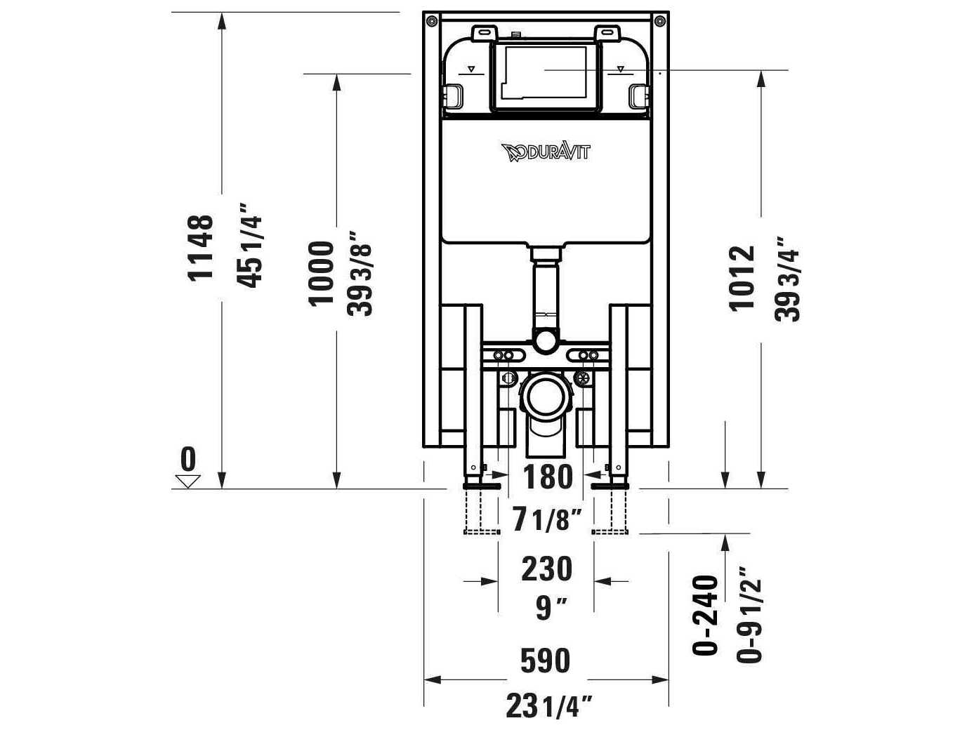 Duravit Durasystem 24'' In Wall Tank & Carrier  - 0.8 / 1.28 GPF