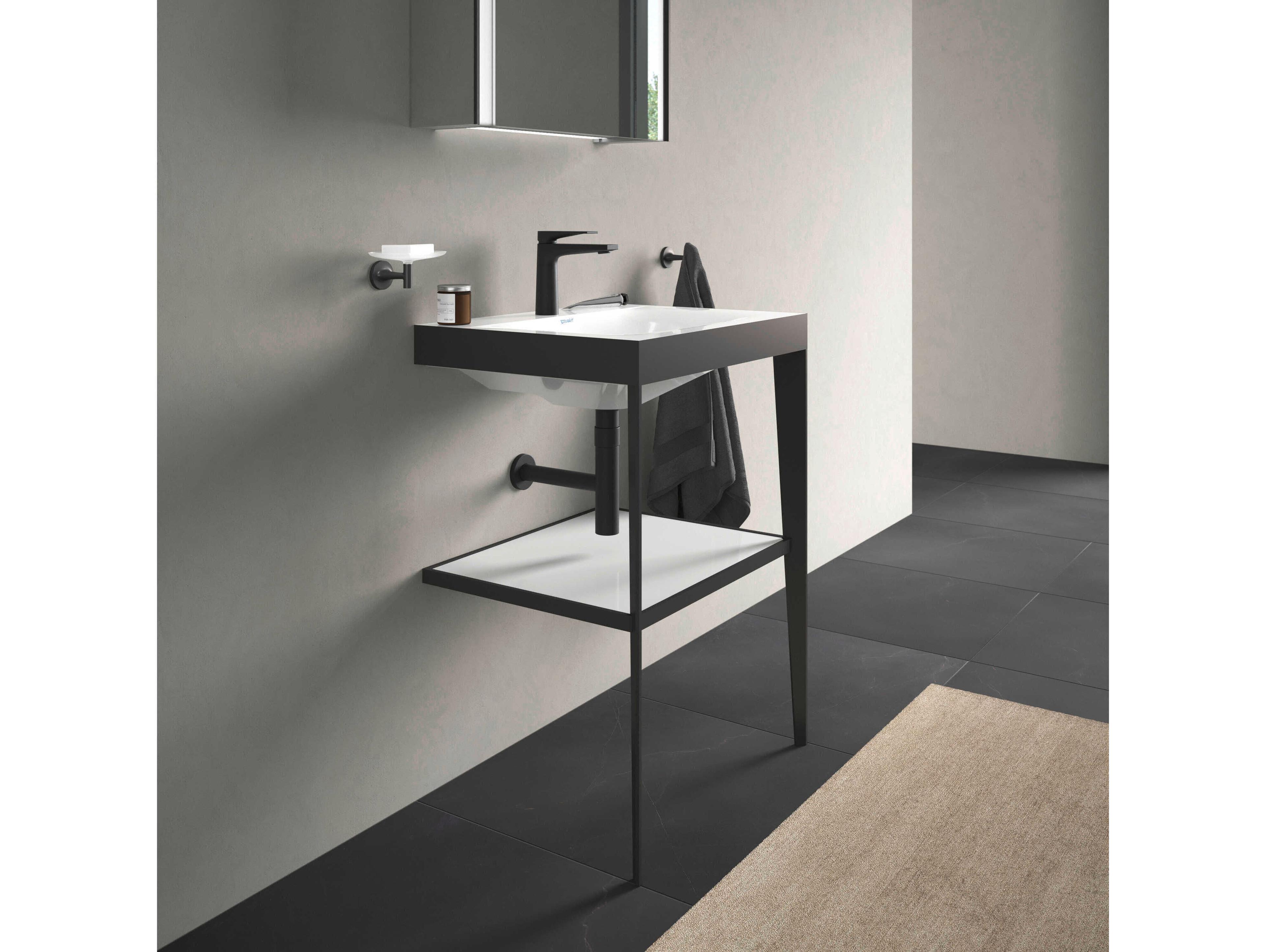 Duravit Xviu 24'' White/Black High Gloss Lacquer Set with Metal Console