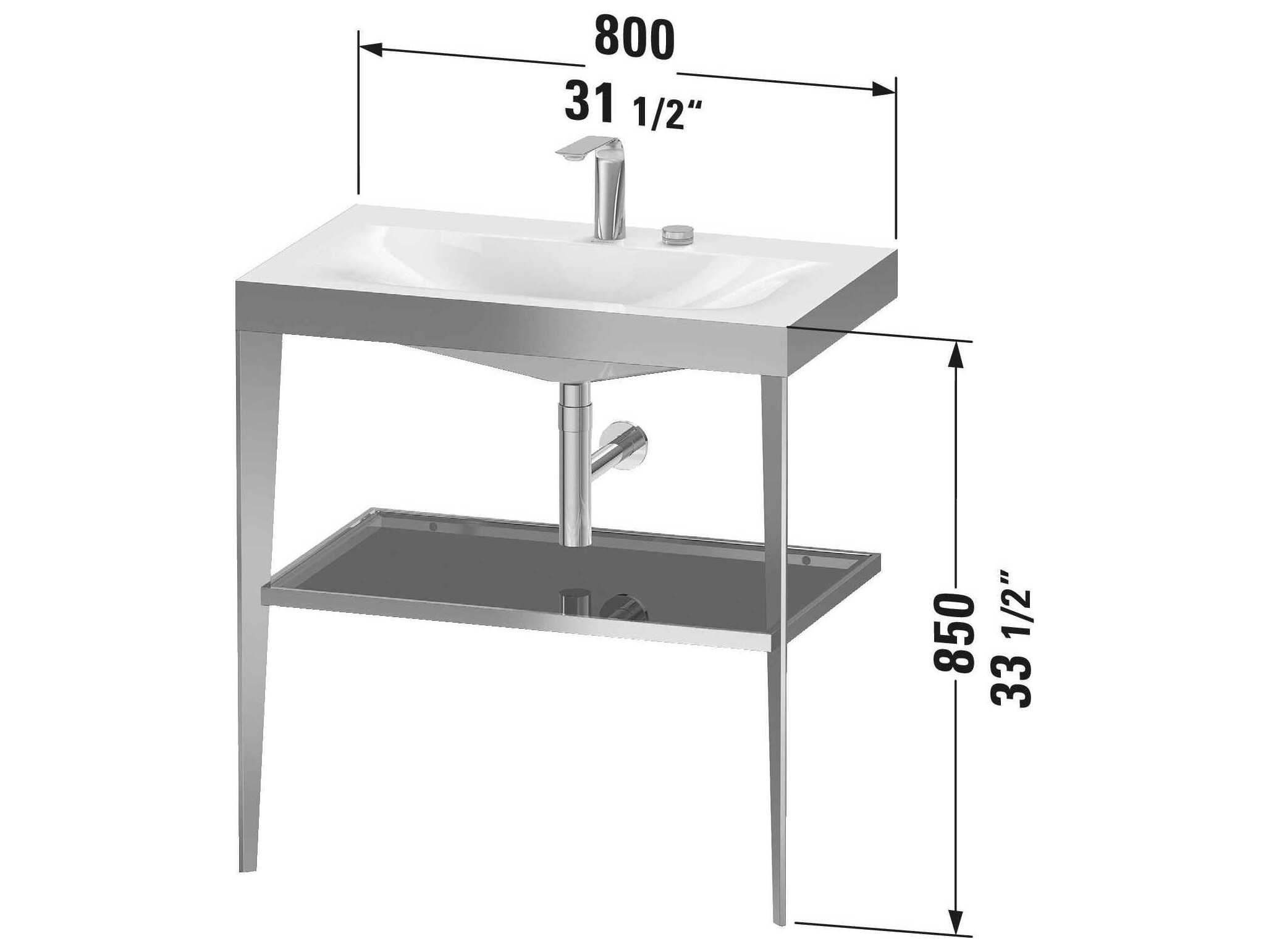 Duravit Xviu 32'' Black Set with Metal Console