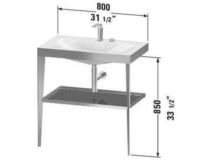 Duravit Xviu 32'' WhiteHigh Gloss Lacquer/Black Set with Metal Console